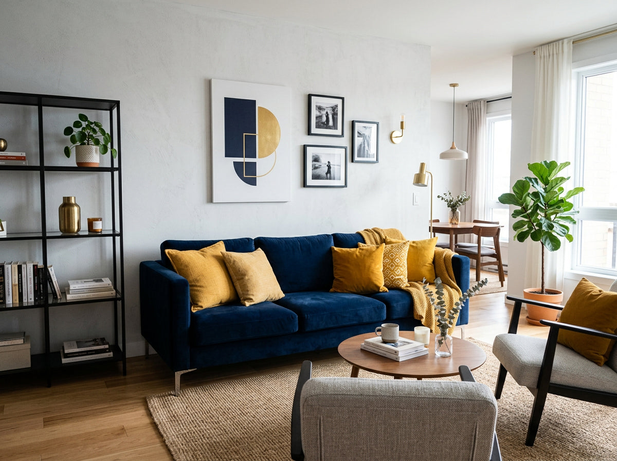 Navy and Yellow Living Room – Stylish Interior Ideas with Bright Yellow Accents
