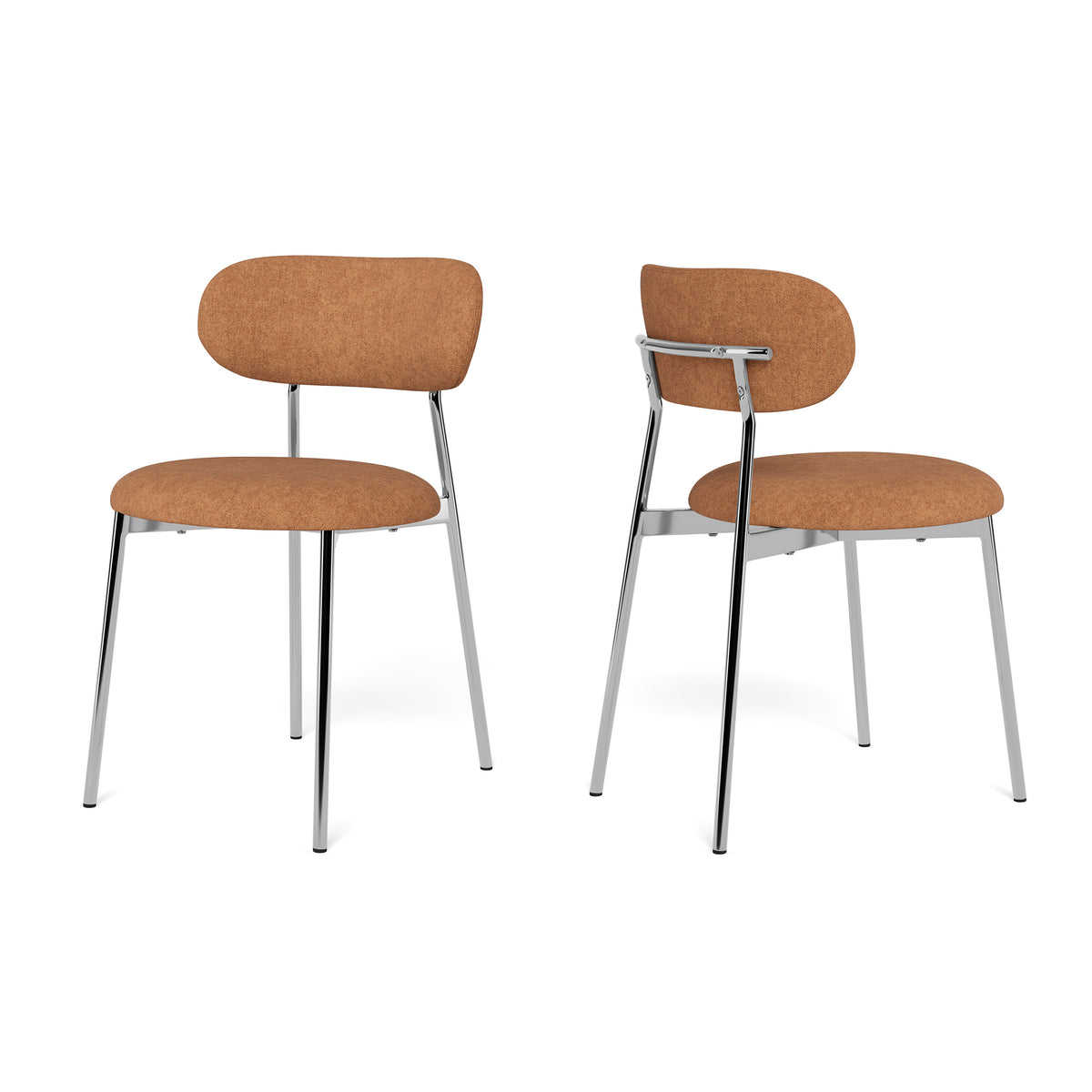 Set aus zwei Dotto-Stühlen mit verchromten Beinen im Modern-Retro-Stil – Hauptbild des Produkts