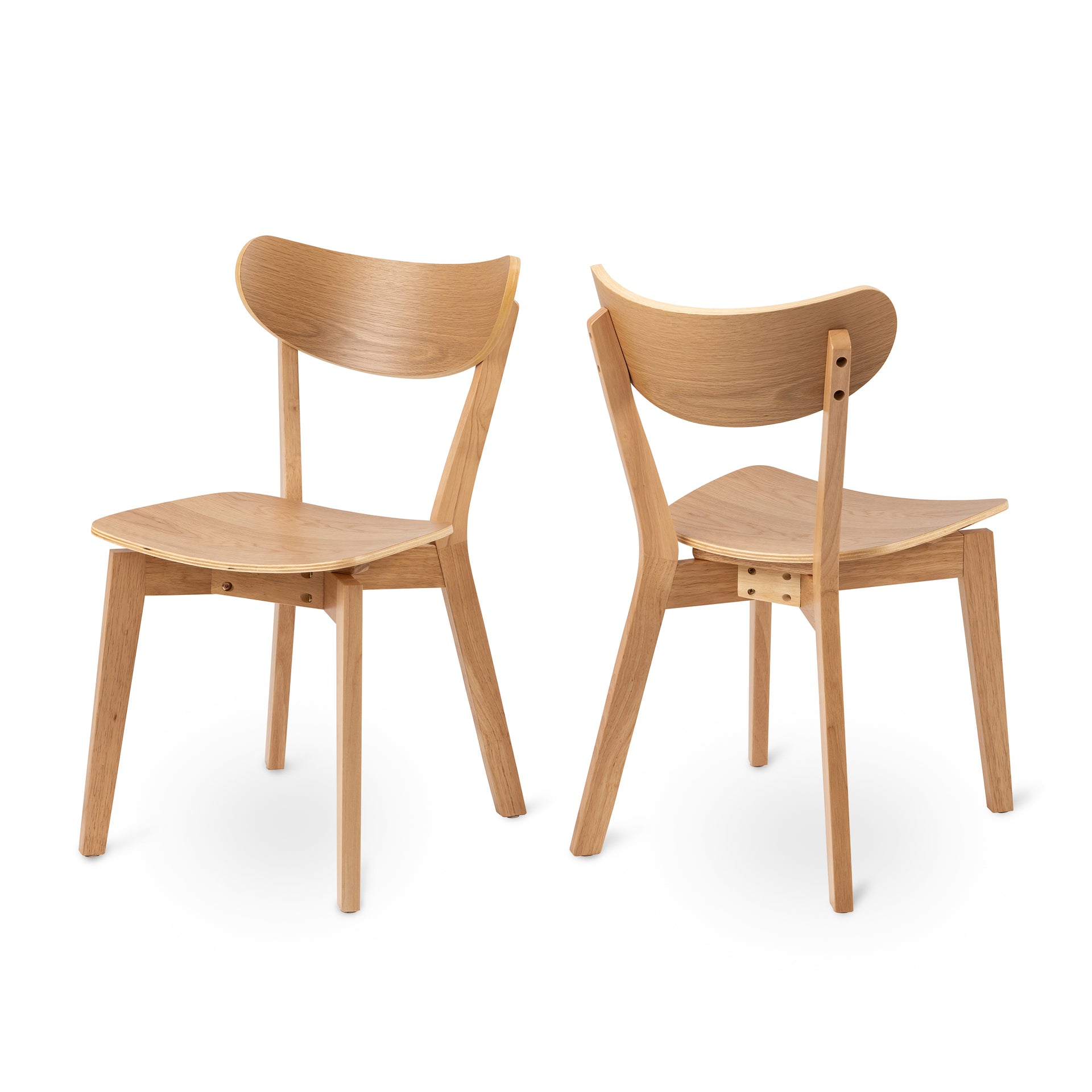 Zestaw dwóch krzeseł drewnianych w stylu skandynawskim - profilowane siedzisko, różne warianty wykończenia | Krel