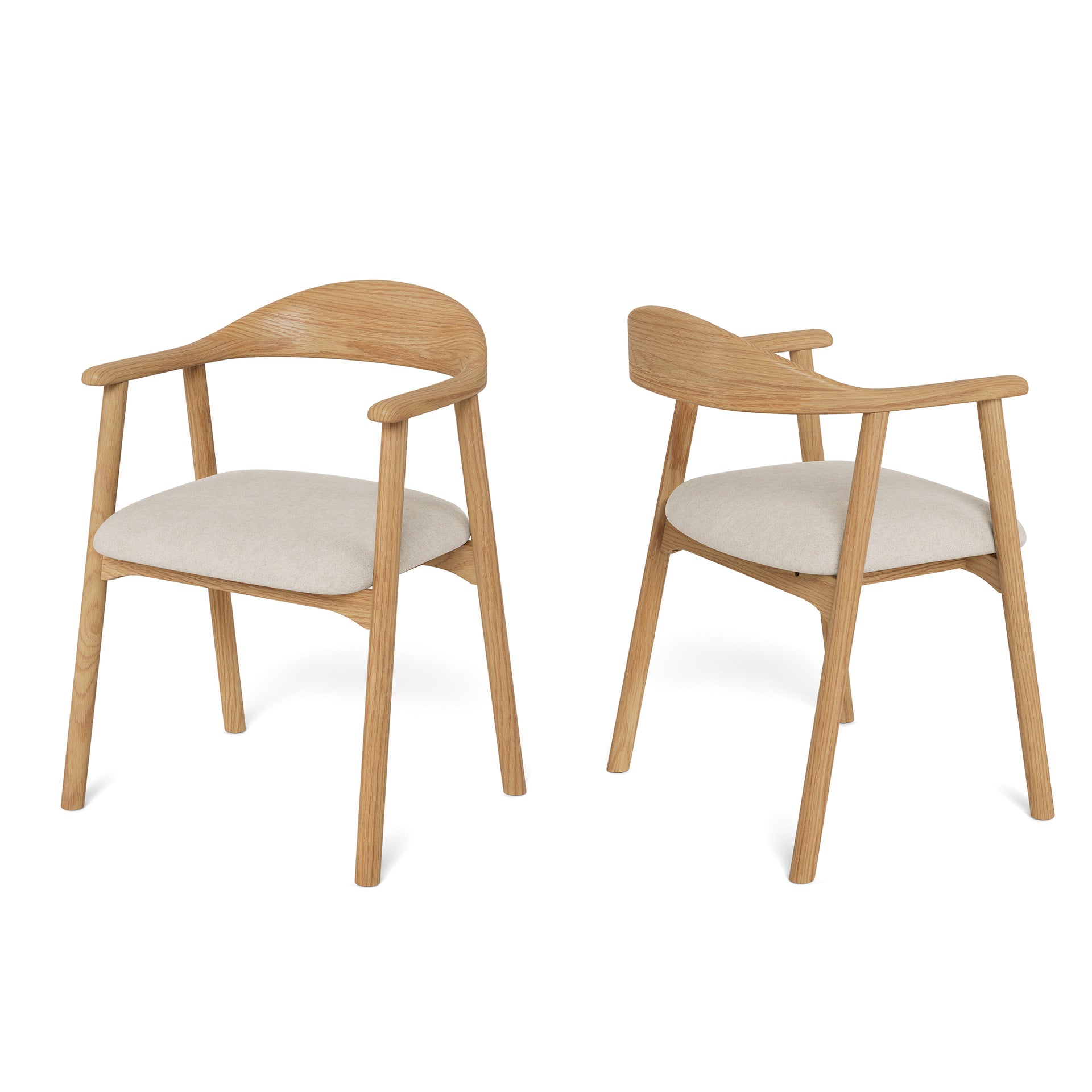 Zestaw dwóch krzeseł do jadalni w stylu skandynawskim - dębowa rama, tapicerowane siedzisko | Hikari