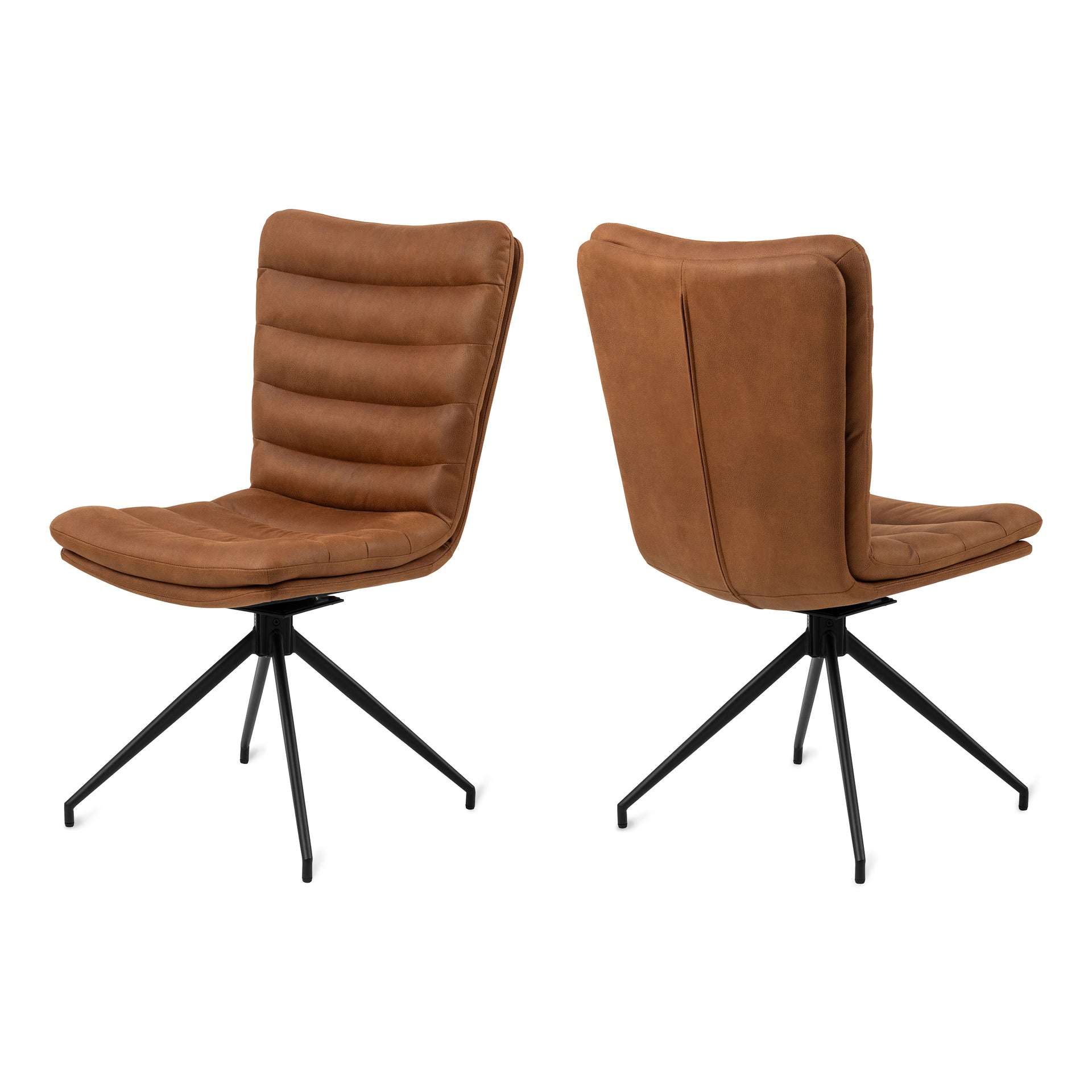 Zestaw dwóch krzeseł obrotowych w stylu nowoczesnym - tapicerowane, przeszycia poziome, metalowa podstawa krzyżak | Ondris