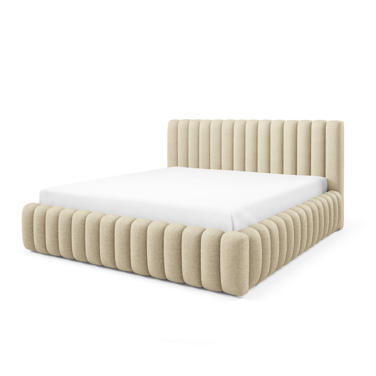 Polsterbett mit Bettkasten im Modern-Soft-Stil, Stoff Doha | Pastel