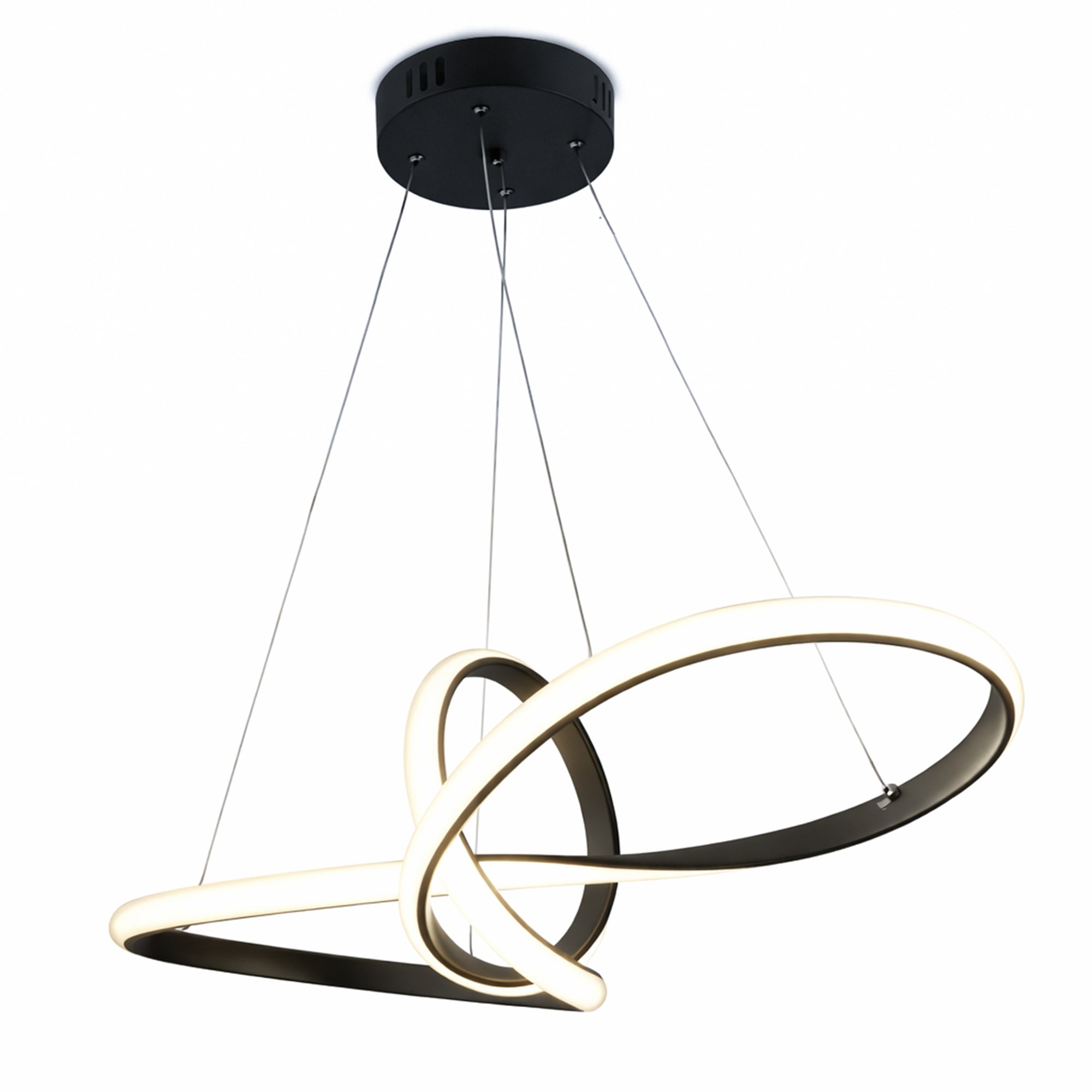Lampa wisząca LED z geometryczną rzeźbiarską formą w stylu nowoczesnym – czarna konstrukcja, światło 4000K | Loopra