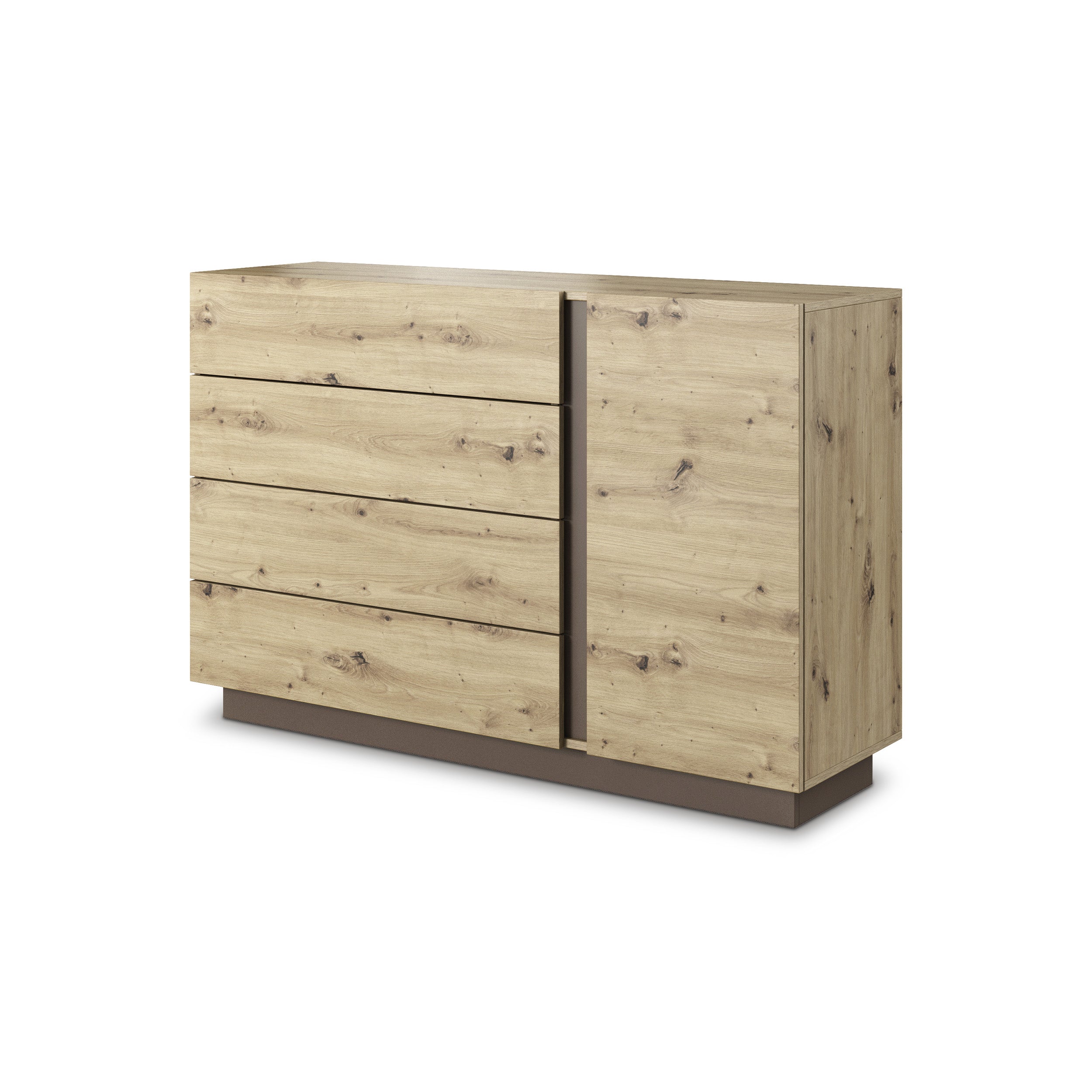 Komoda 138x91 w stylu minimalistycznym | Armelia Dąb artisan szary grafit