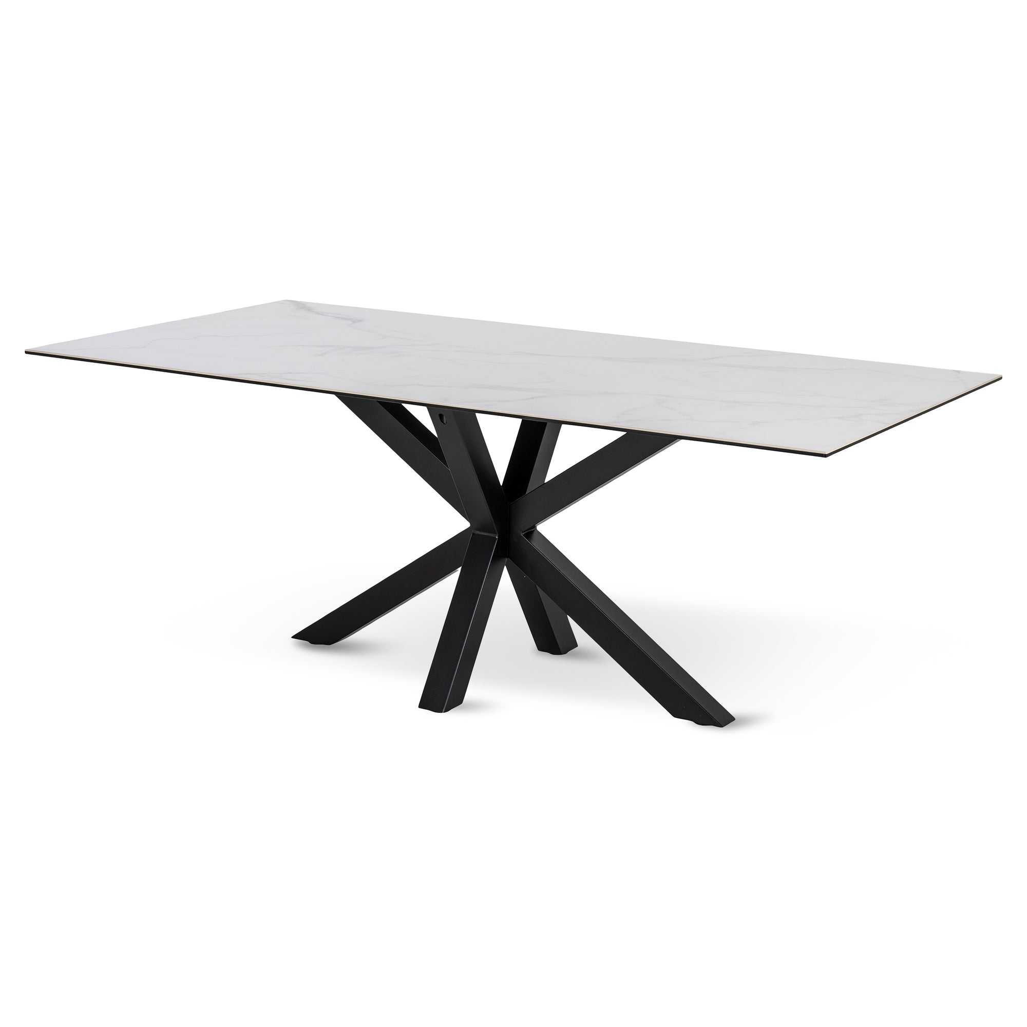 Stół do jadalni 200x76 w stylu nowoczesnym - elegancki blat ceramiczny, metalowa podstawa, 4 warianty kolorystyczne| Oryss Chłodna Biel