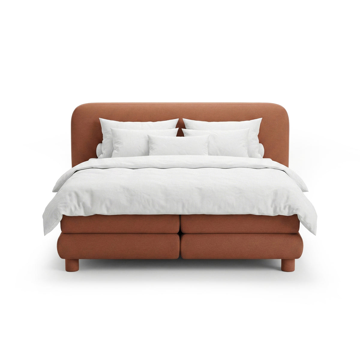 Kontinentalbett mit abgerundetem Kopfteil im Modern-Organic-Stil | Portela
