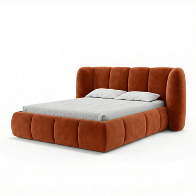 Polsterbett mit vertikaler Steppung und Bettkasten im Soft-Modern-Stil | Ventara