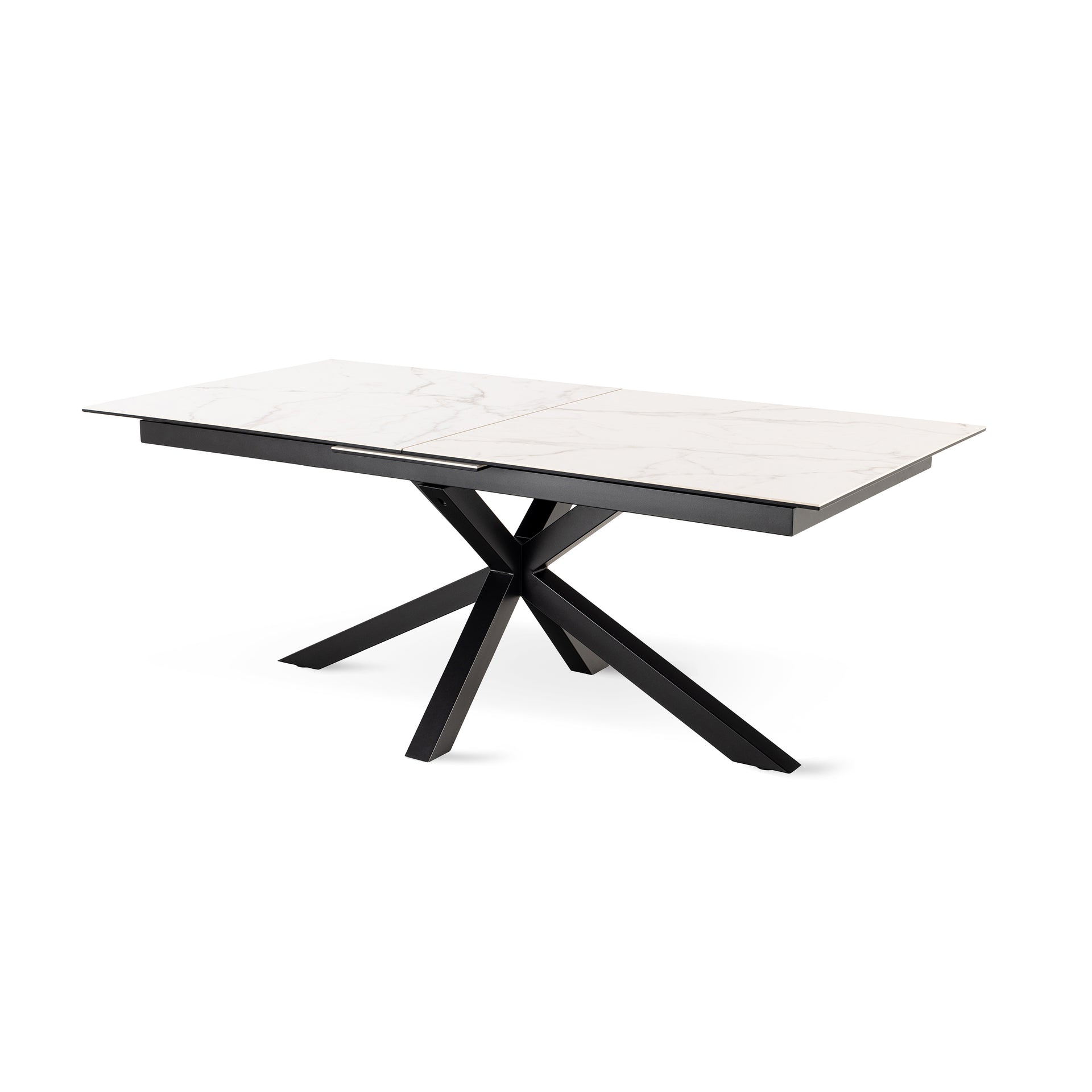 Duży rozkładany stół do jadalni 200-240x76 w stylu nowoczesnym - ceramiczny blat, designerski stelaż, 4 warianty kolorystyczne | Lorrins Chłodna Biel