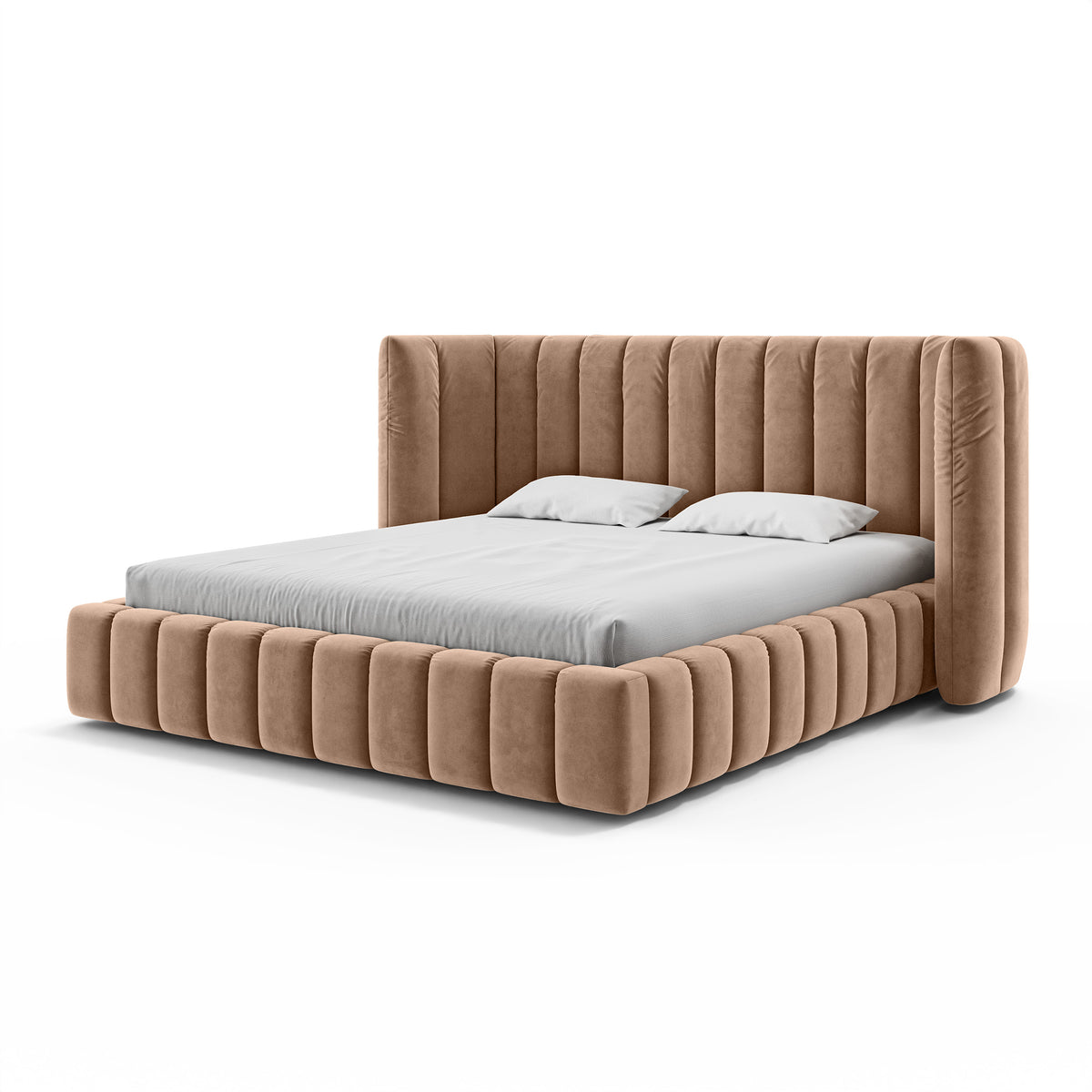 Polsterbett mit vertikaler Steppung und Bettkasten im Modern-Soft-Stil | Gianda