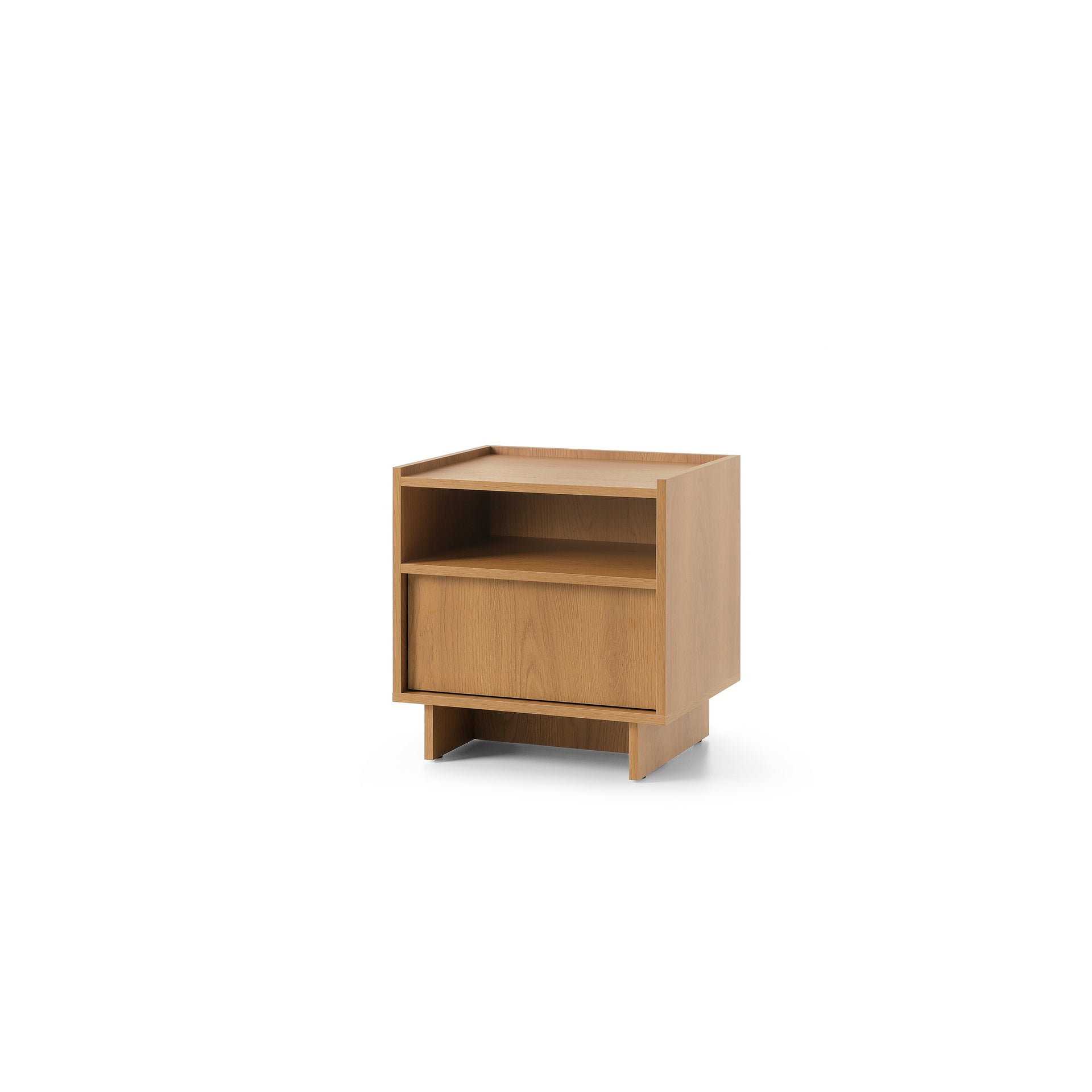 Szafka nocna z szufladą 50x51 w stylu japandi - dąb karmel, push-to-open | Kiyro