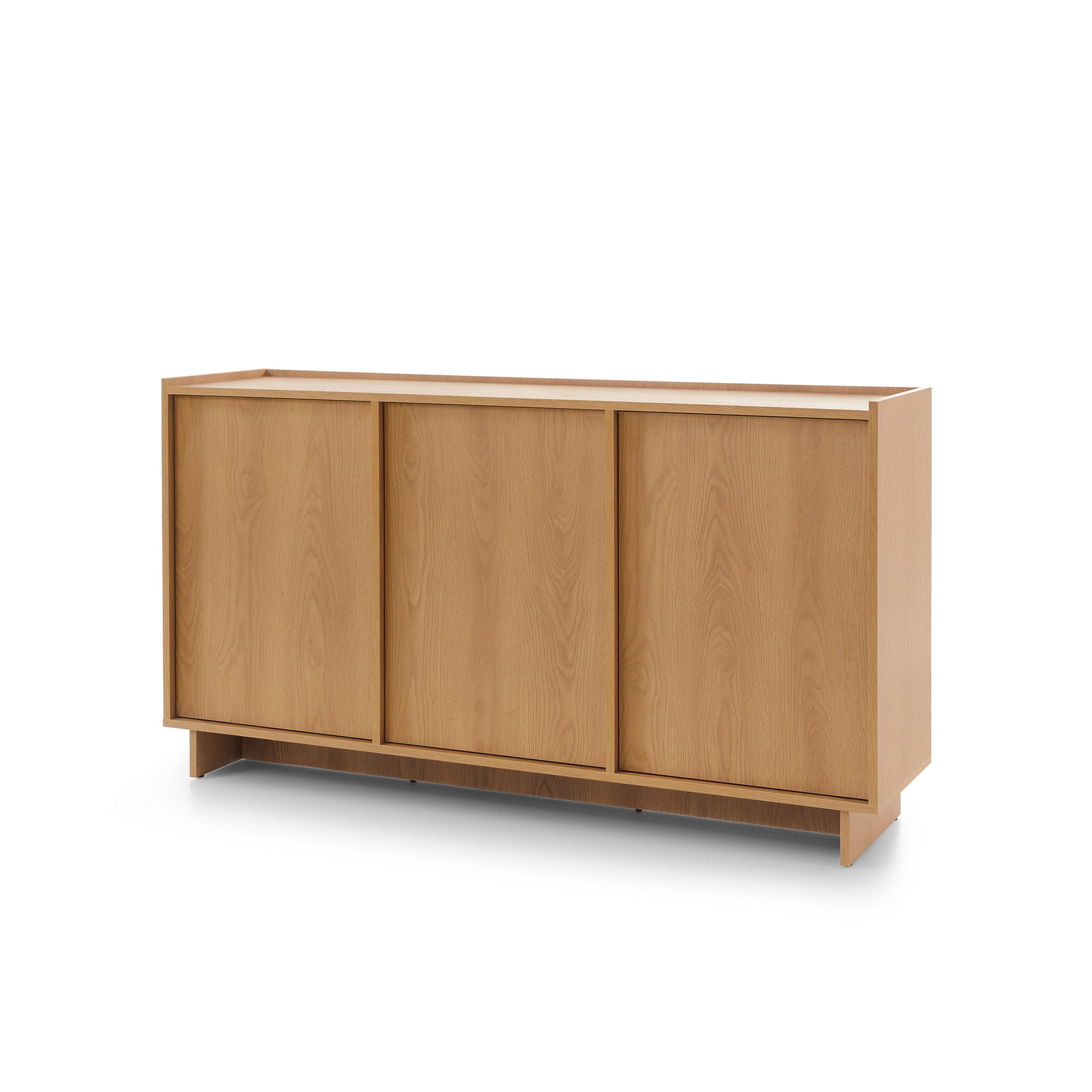 Komoda z półkami i szufladami 147x82 w stylu japandi - dąb karmel, push-to-open | Kiyro