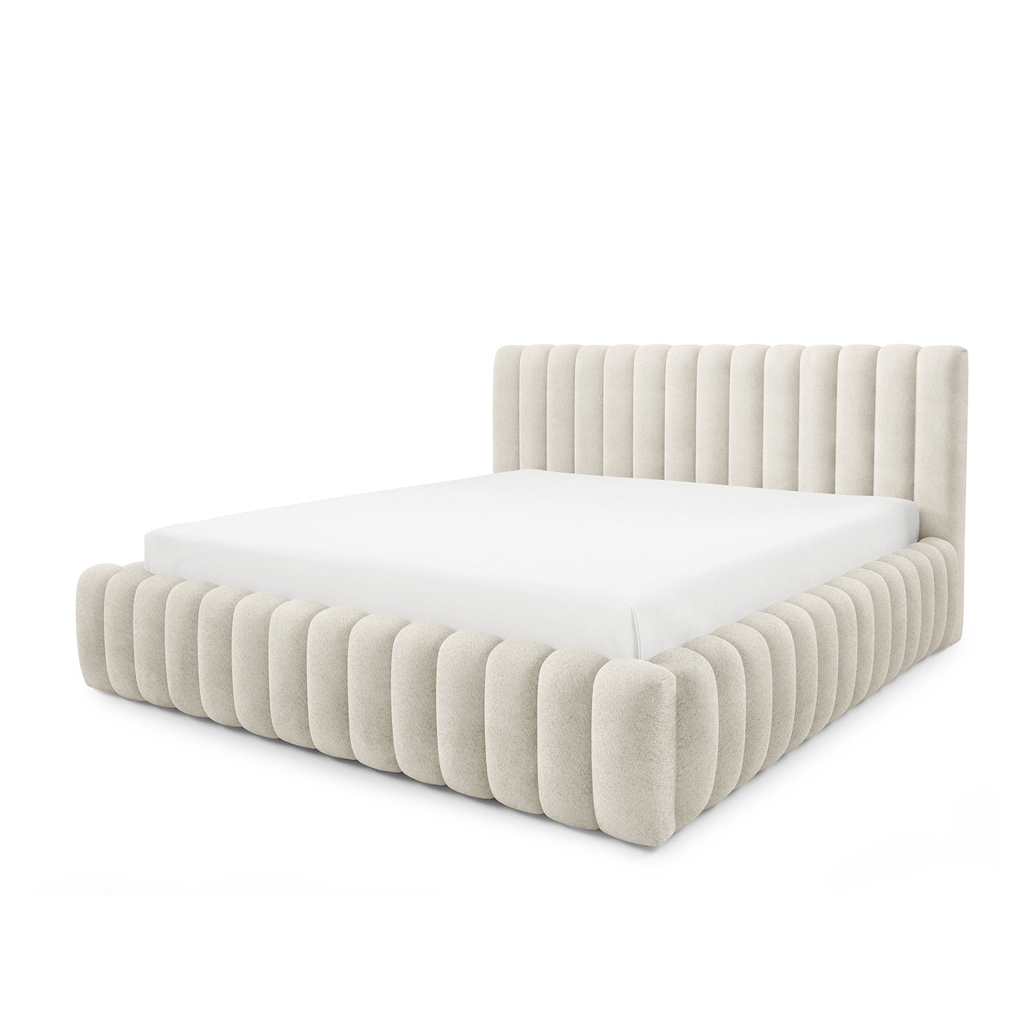 Polsterbett mit Bettkasten im Modern-Soft-Stil, Stoff Coral | Pastel