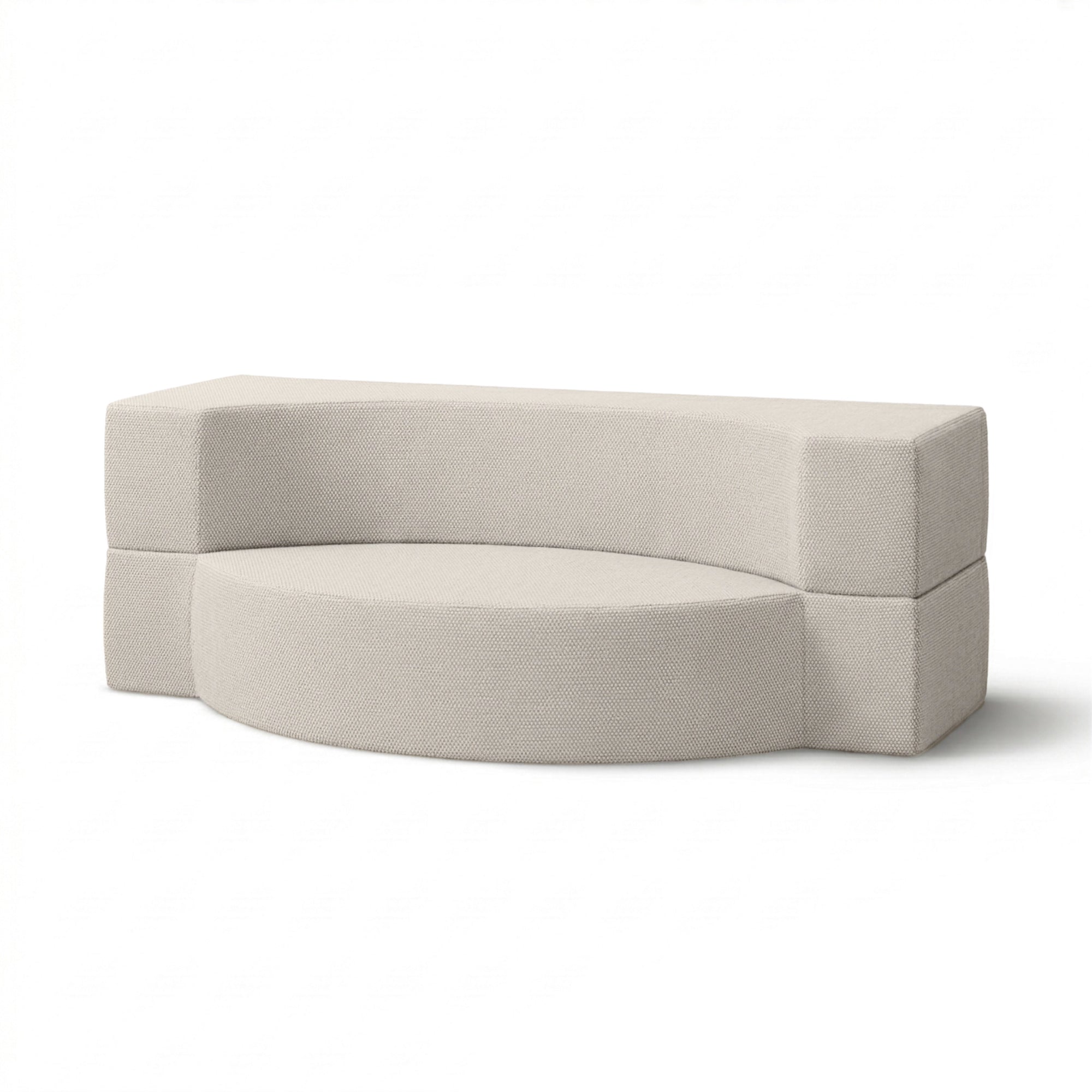 Sofa ogrodowa piankowa 200x100x70 cm w stylu japandi - tkanina outdoorowa Harris, półokrągła forma | Lunaria