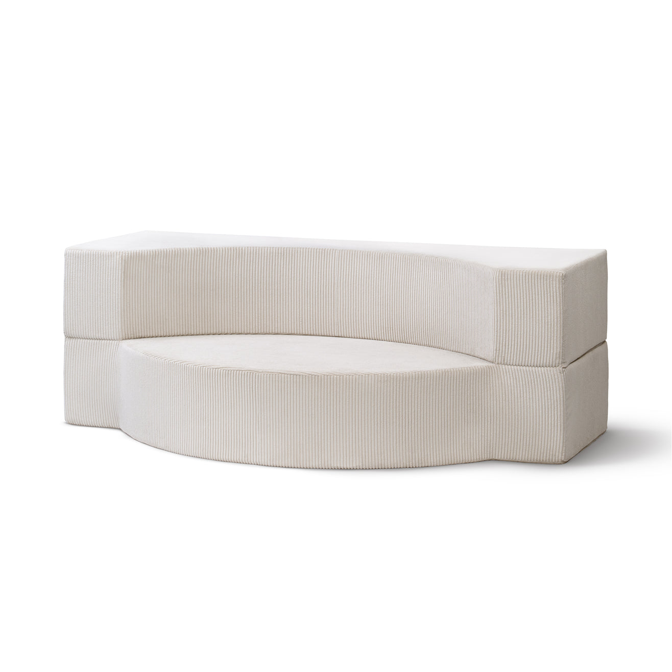 Sofa piankowa modułowa 200 cm z funkcją spania w stylu japandi – sztruks POSO, półokrągła forma | Lunaria Porcelanowy Beż (POSO 38)