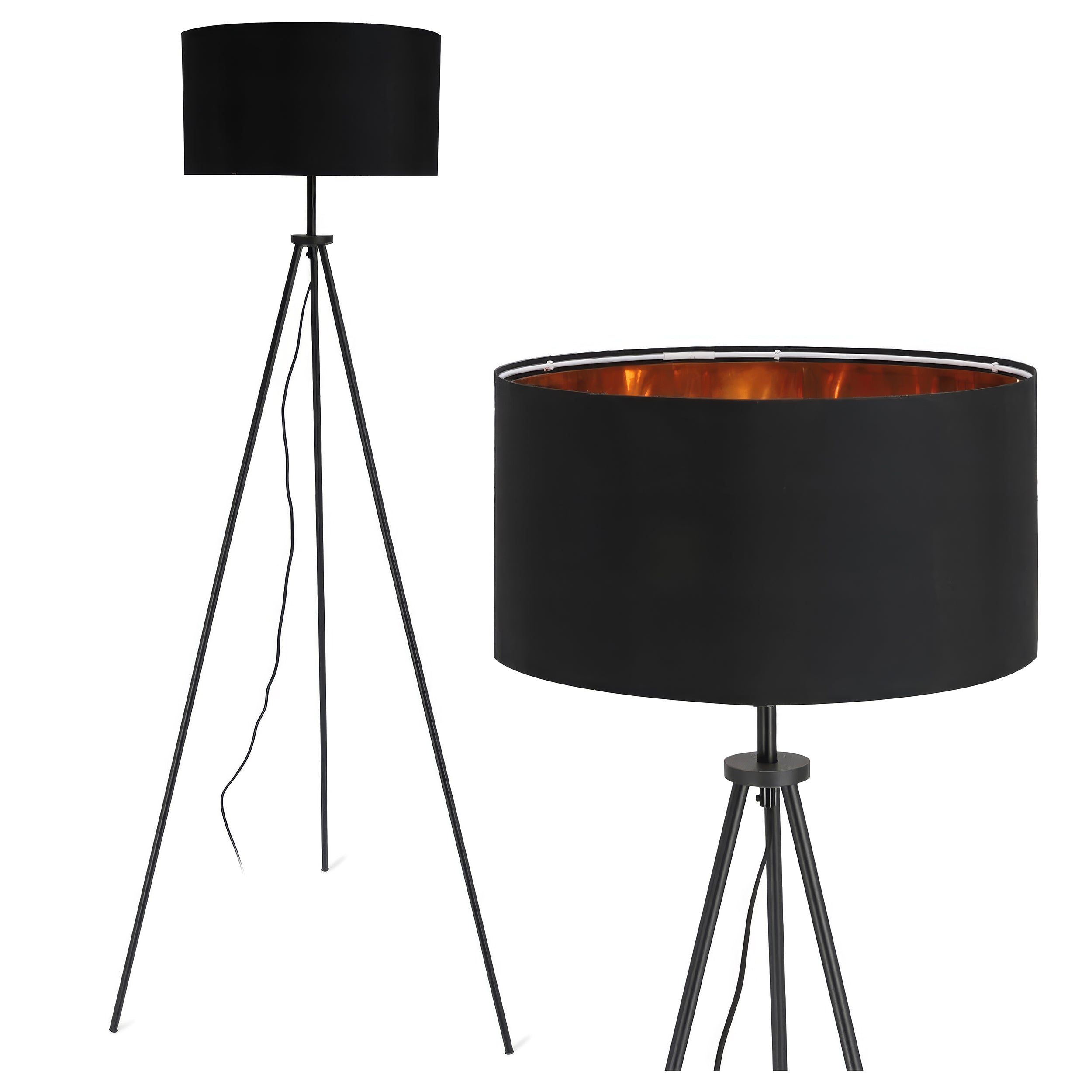 Lampa podłogowa z abażurem na trójnogu Aureno