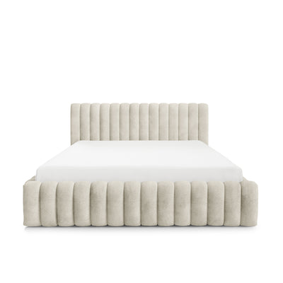 Polsterbett mit Bettkasten im Modern-Soft-Stil, Stoff Coral | Pastel