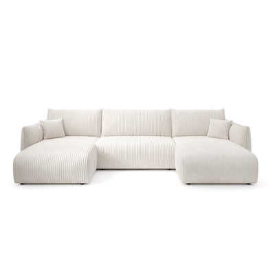U-Ecksofa mit Schlaffunktion und Liegefläche 145x302 im Vintage-Stil | ALLORO – Vorderansicht