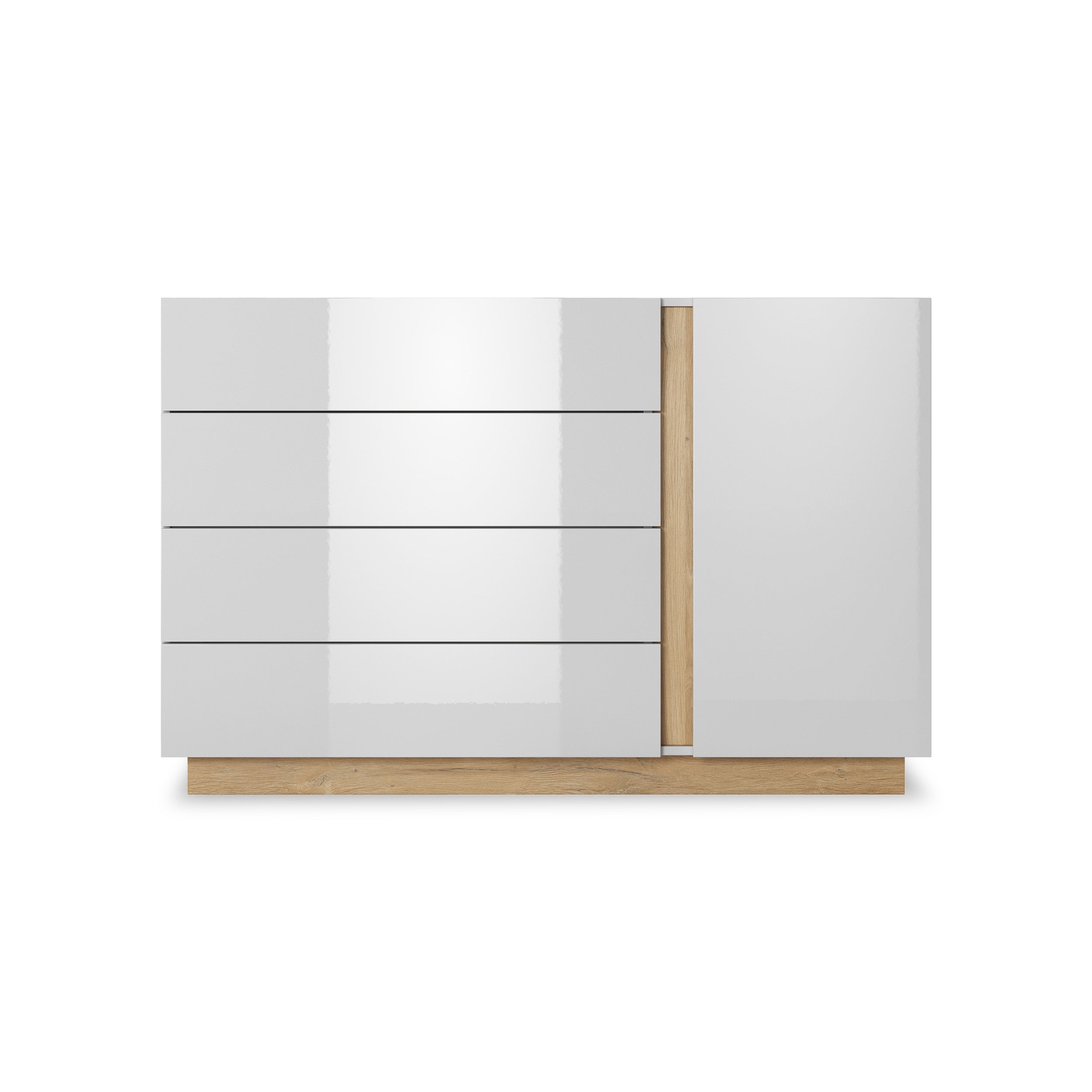 Komoda 138x91 w stylu minimalistycznym - push-to-open, cichy domyk, 4 szuflady | Armelia