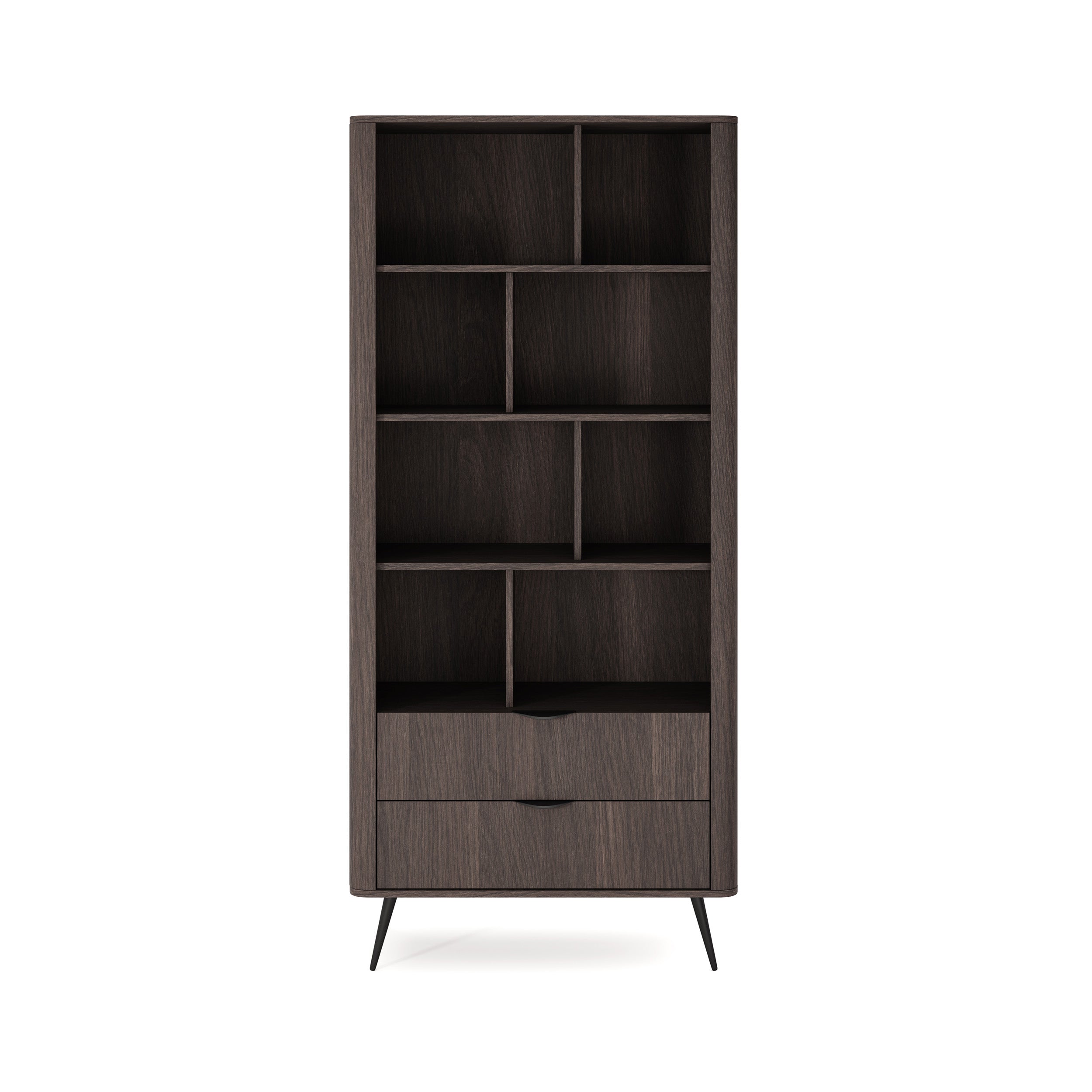 Regał 88x194 z otwartymi półkami i szufladami w stylu soft loft | Velia