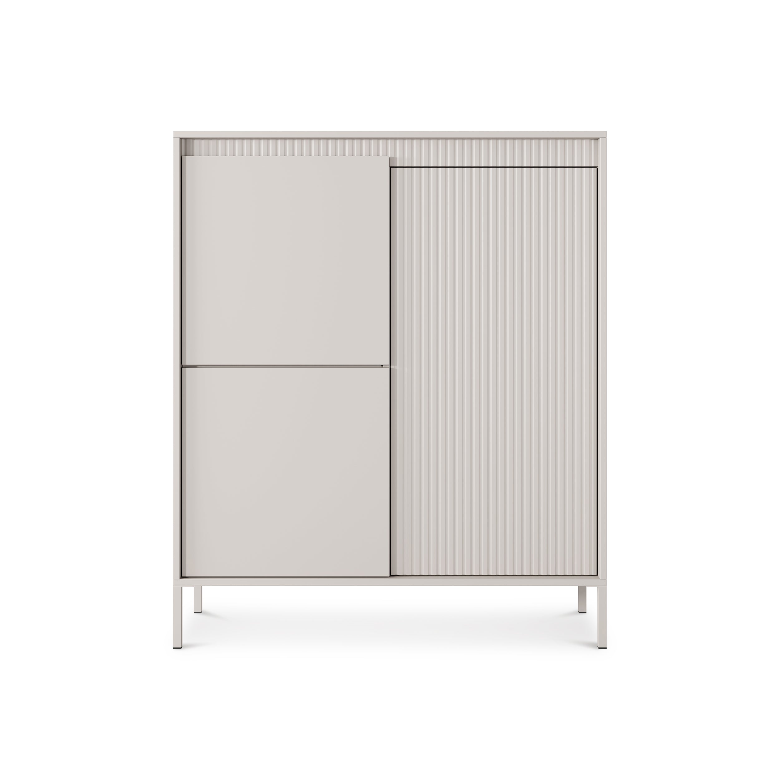 Komoda 3-drzwiowa 104x123 w stylu japandi - beż, push-to-open, wysoka forma | Senra