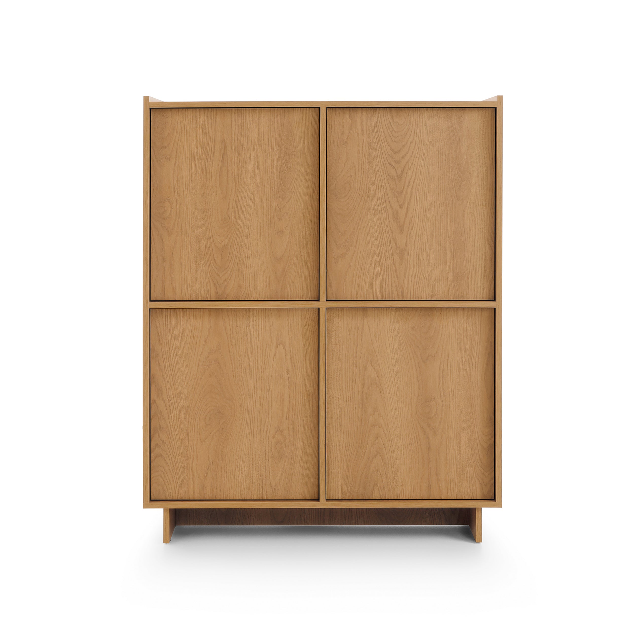 Komoda 98x124 z półkami w stylu japandi- dąb karmel, bezuchwytowe fronty | Kiyro