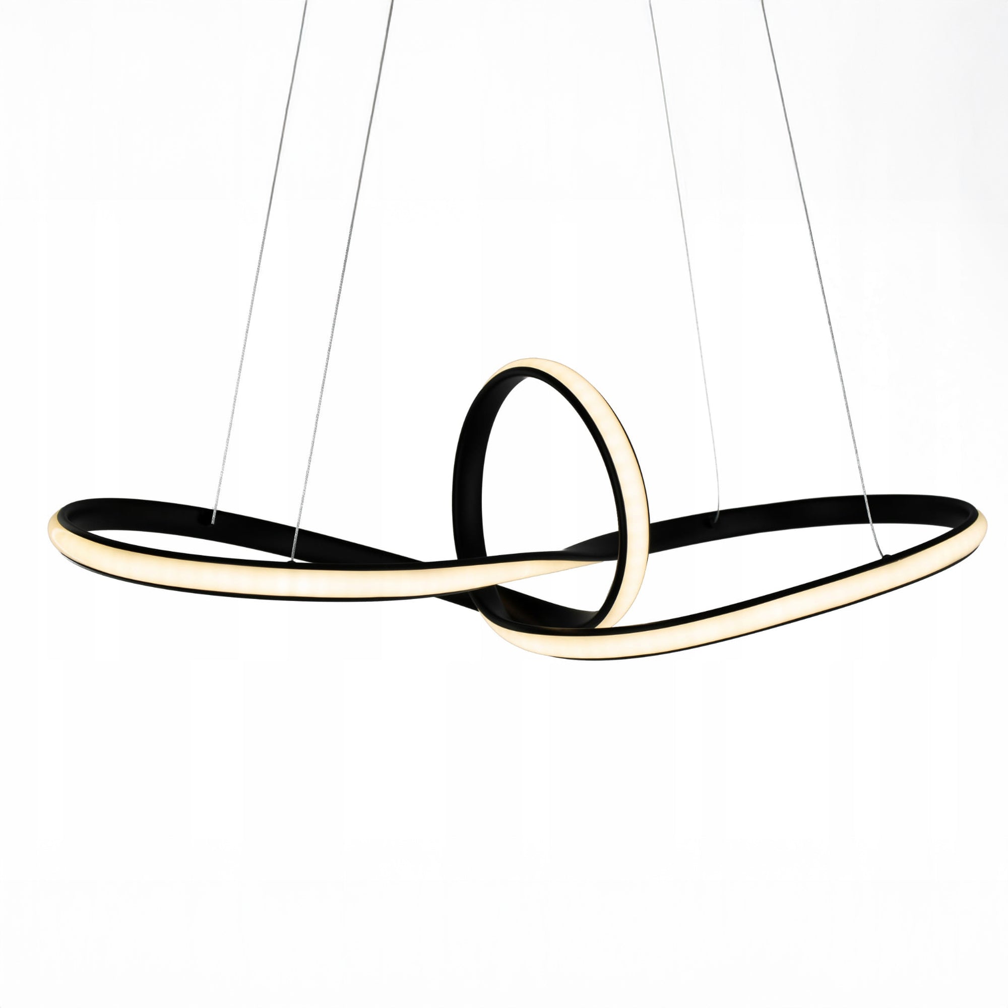 Lampa wisząca LED z geometryczną rzeźbiarską formą w stylu nowoczesnym – czarna konstrukcja, światło 4000K | Loopra