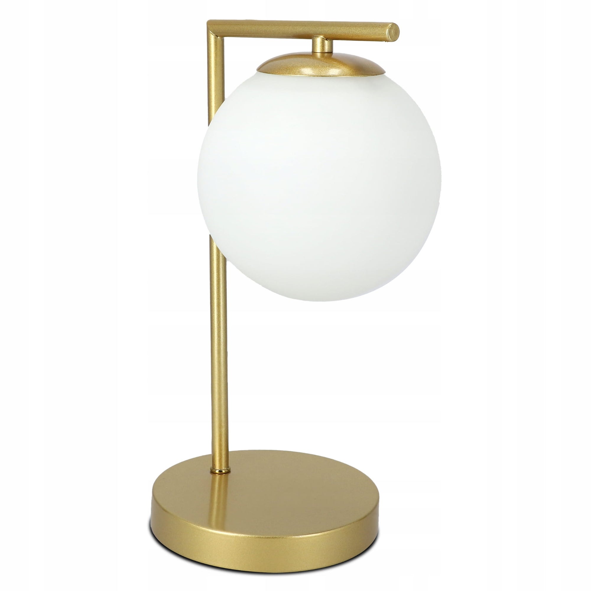 Lampka biurkowa z szklaną kulą w stylu eleganckim – złoty metal, szklany klosz G9 | Orbitella