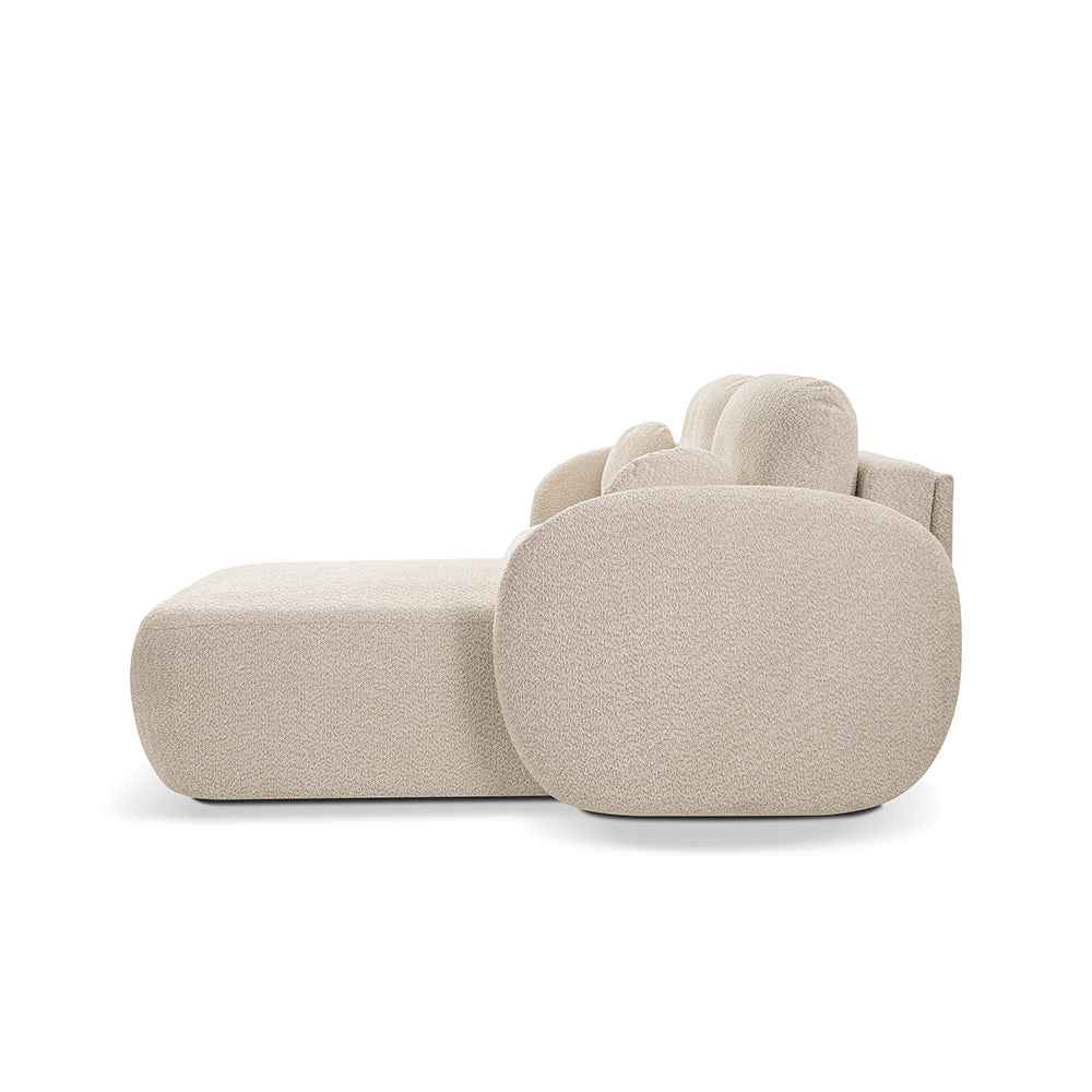 Narożnik 4-osobowy z funkcją spania w stylu minimalistycznym – Tkanina Abriamo, automat DL, tapicerowane plecy | OLEMO