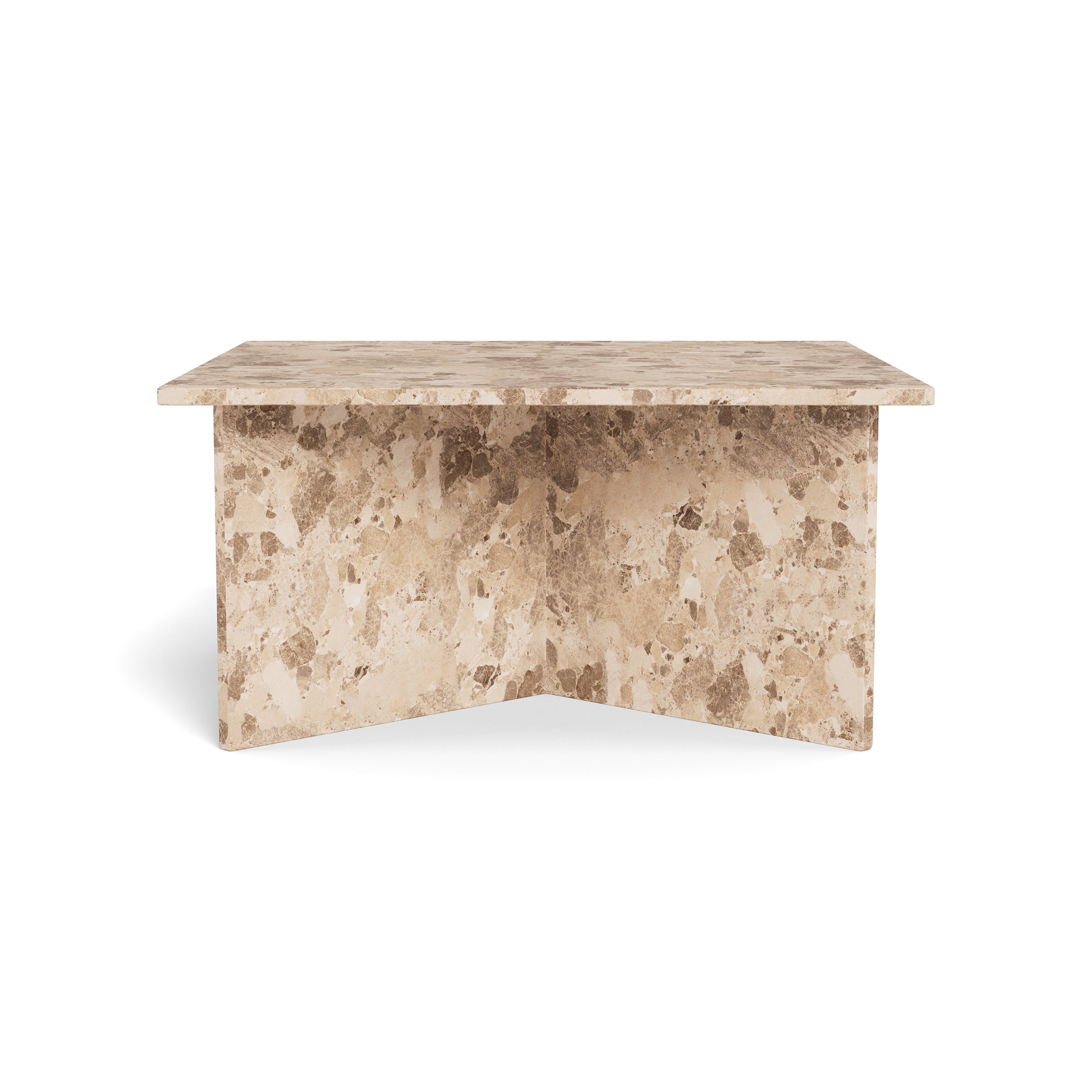 Stolik kawowy 90x42 w stylu eleganckim – marmurowe wykończenie, podstawa V-shape, duży blat | Plaris