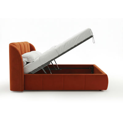 Polsterbett mit vertikaler Steppung und Bettkasten im Soft-Modern-Stil | Ventara