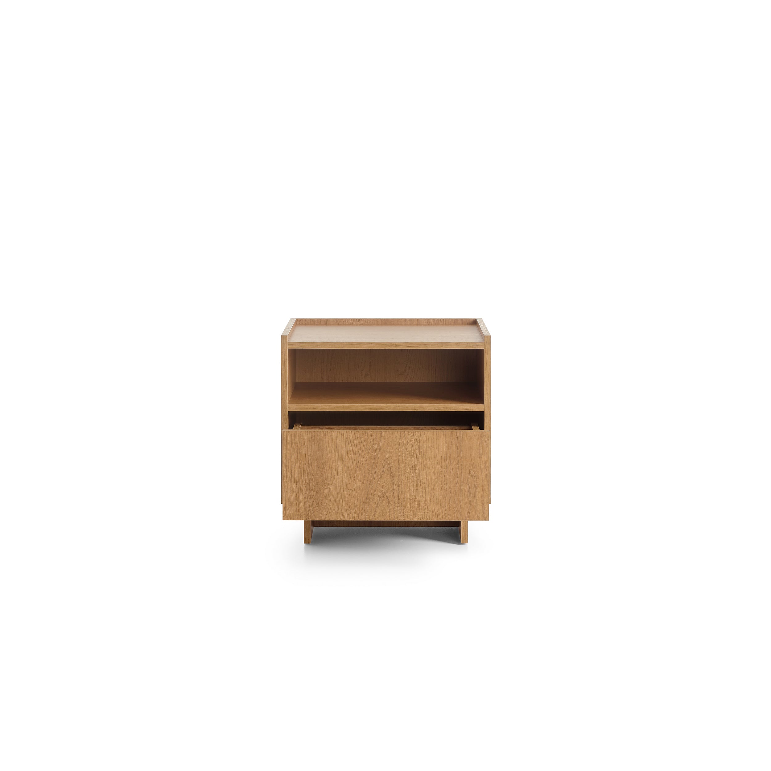 Szafka nocna z szufladą 50x51 w stylu japandi - dąb karmel, push-to-open | Kiyro