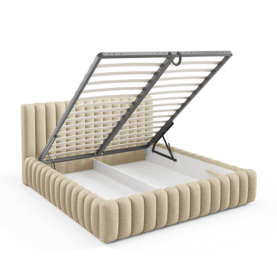 Polsterbett mit Bettkasten im Modern-Soft-Stil, Stoff Doha | Pastel