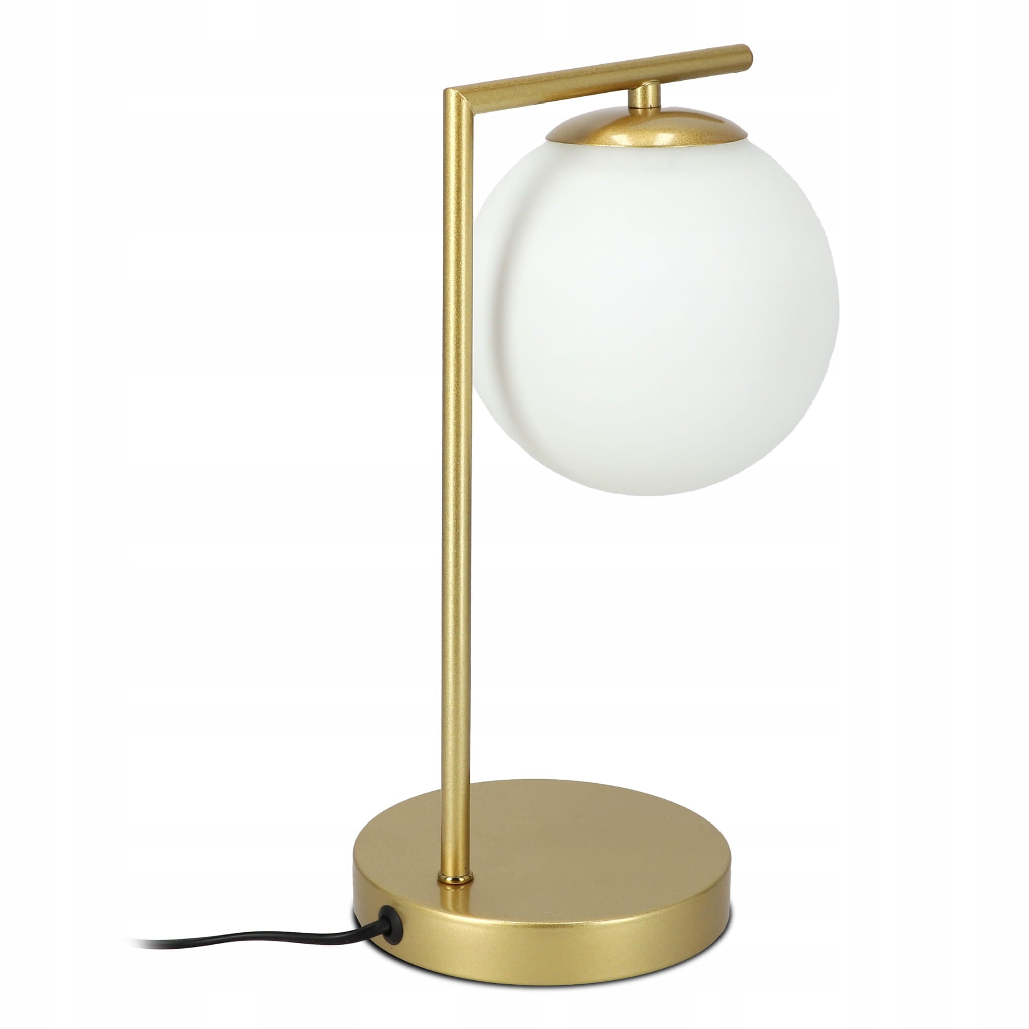 Lampka biurkowa z szklaną kulą w stylu eleganckim – złoty metal, szklany klosz G9 | Orbitella