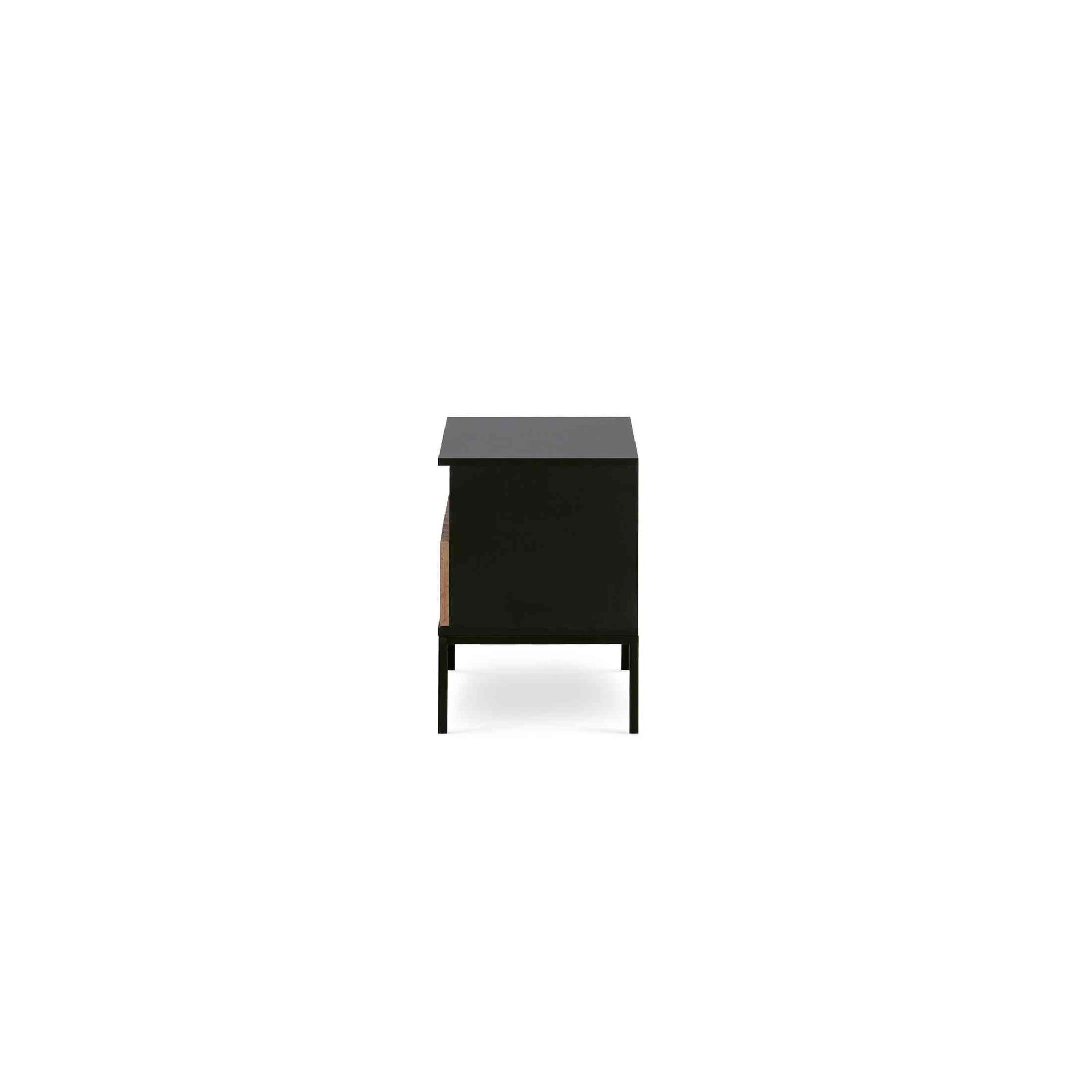 Szafka nocna z lamelowym frontem 54x56 cm – LED, metalowe nóżki, push to open | Lampy