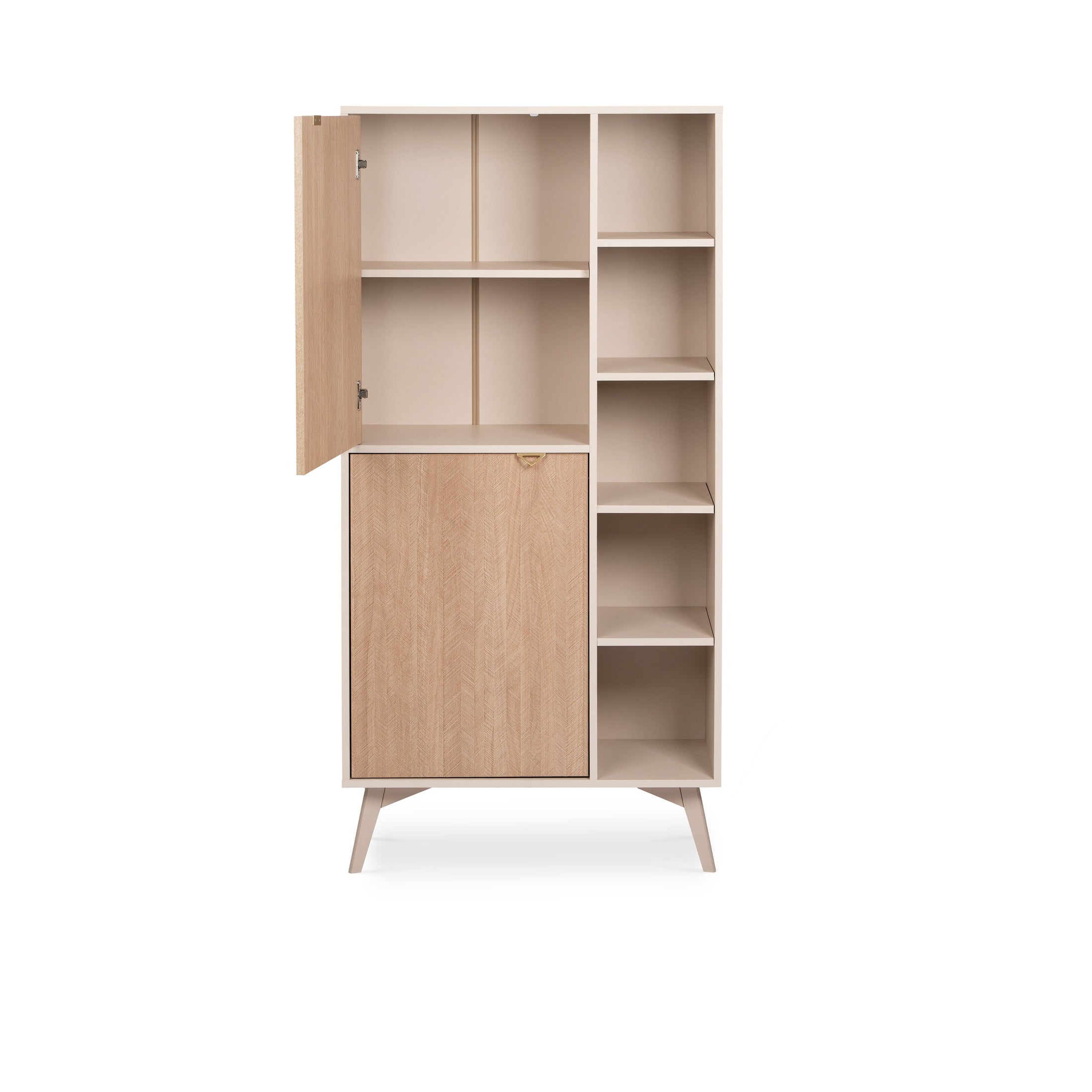 Regał 80x160 z półkami i szafkami w stylu japandi | Mandala