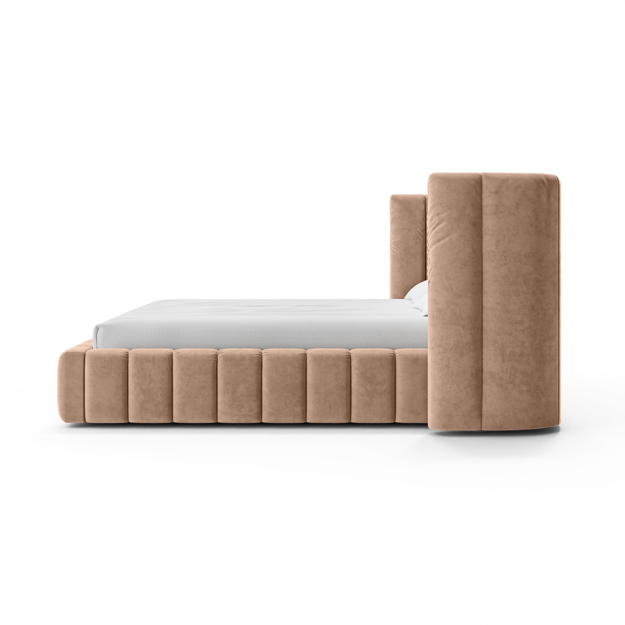 Polsterbett mit vertikaler Steppung und Bettkasten im Modern-Soft-Stil | Gianda