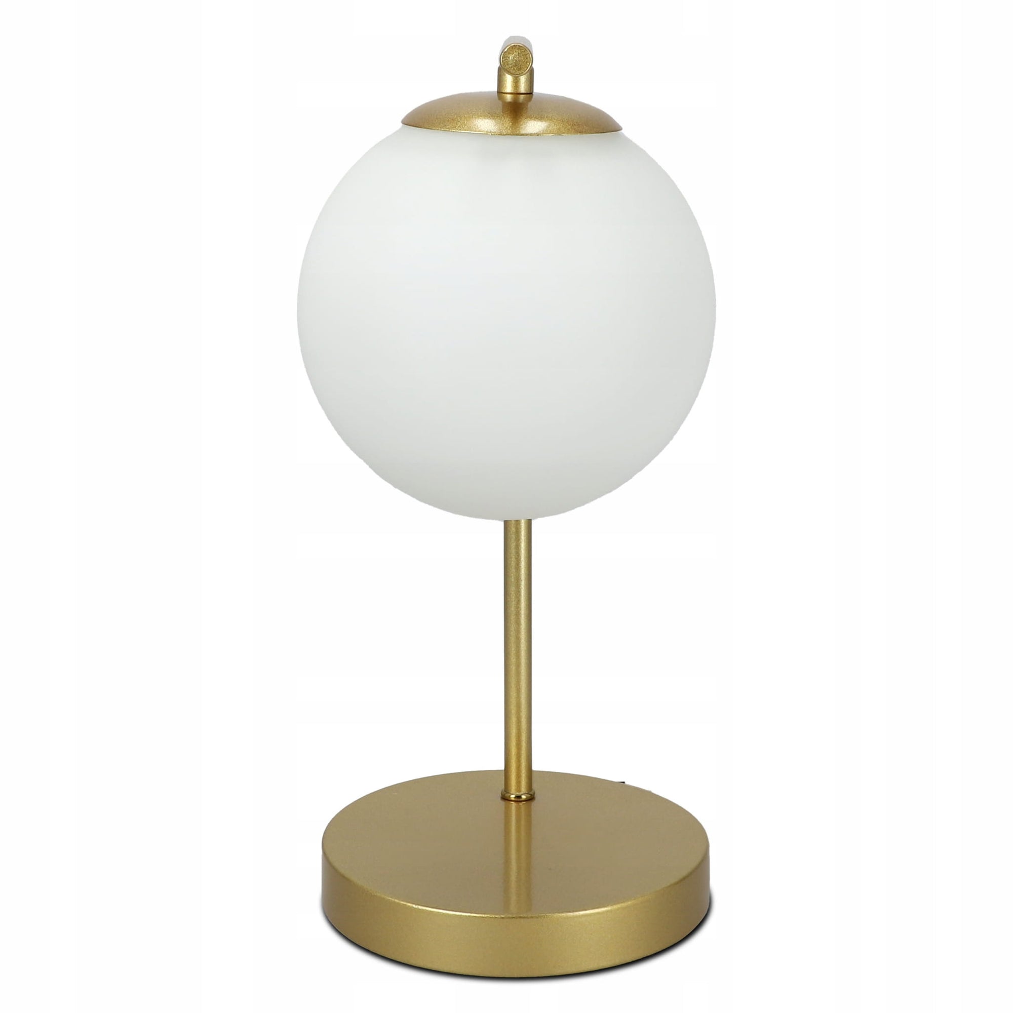 Lampka biurkowa z szklaną kulą w stylu eleganckim – złoty metal, szklany klosz G9 | Orbitella