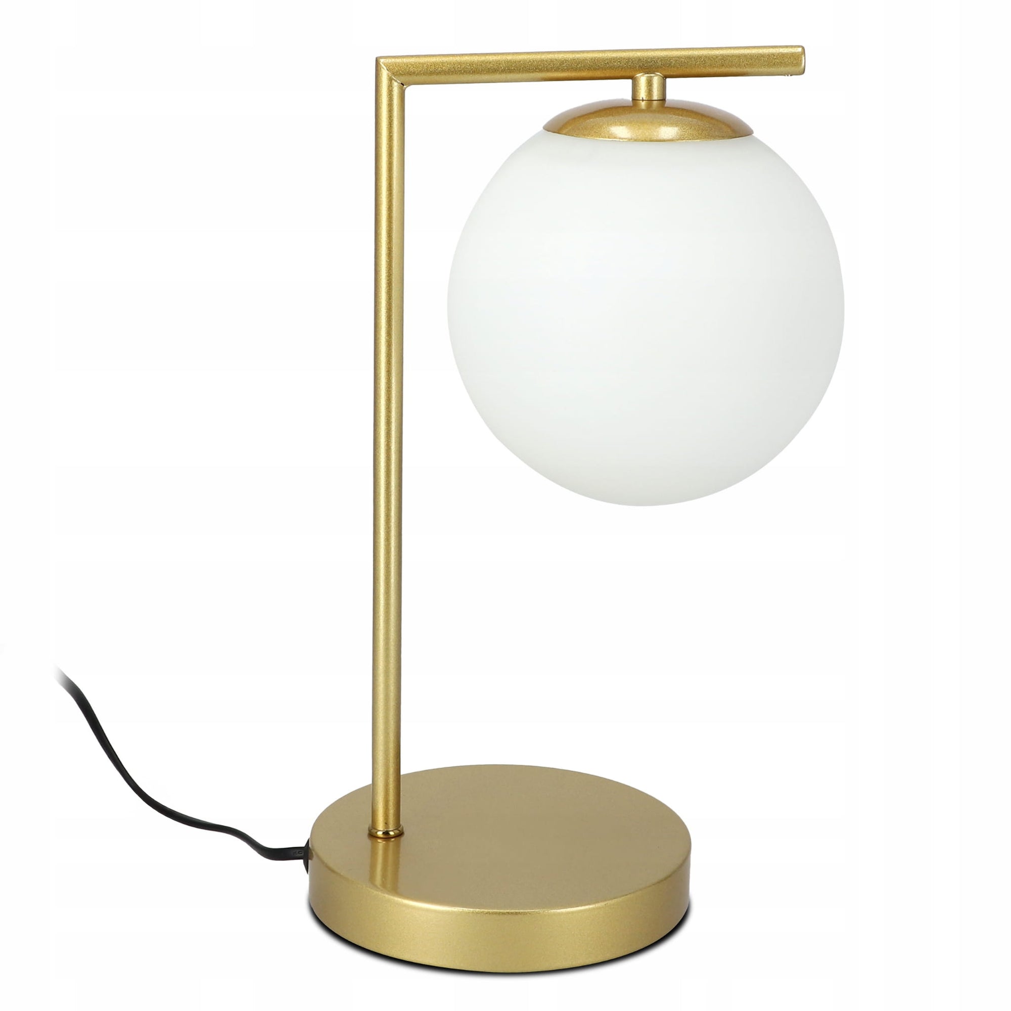 Lampka biurkowa z szklaną kulą w stylu eleganckim – złoty metal, szklany klosz G9 | Orbitella