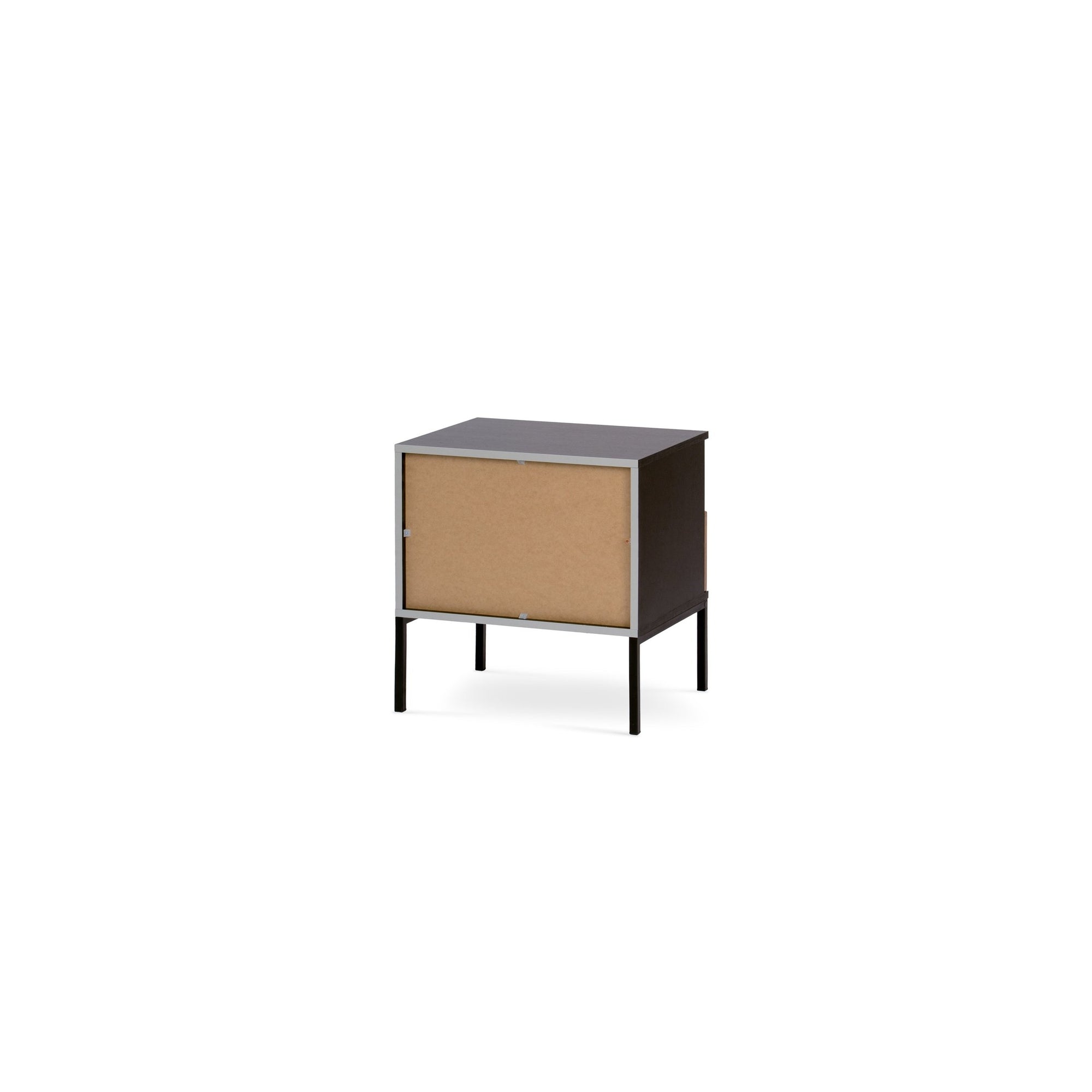 Szafka nocna z lamelowym frontem 54x56 cm – LED, metalowe nóżki, push to open | Lampy