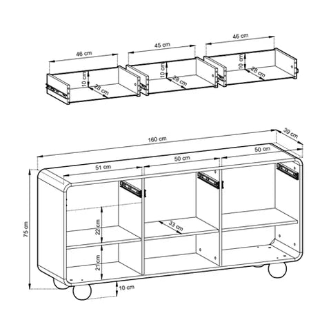 Komoda 160x75 w stylu japandi - kaszmir, gładkie fronty bez uchwytów, kuliste nóżki | Ballo
