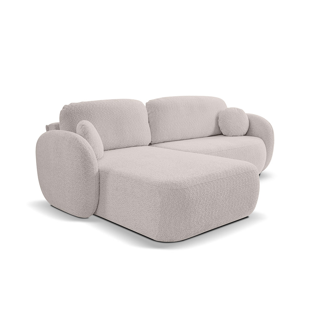 Narożnik 4-osobowy z funkcją spania w stylu minimalistycznym – Tkanina Abriamo, automat DL, tapicerowane plecy | OLEMO Lewostornna Popiel Kwarcowy (ABRIAMO 02)