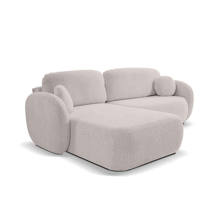 Narożnik 4-osobowy z funkcją spania w stylu minimalistycznym – Tkanina Abriamo, automat DL, tapicerowane plecy | OLEMO Lewostornna Popiel Kwarcowy (ABRIAMO 02)