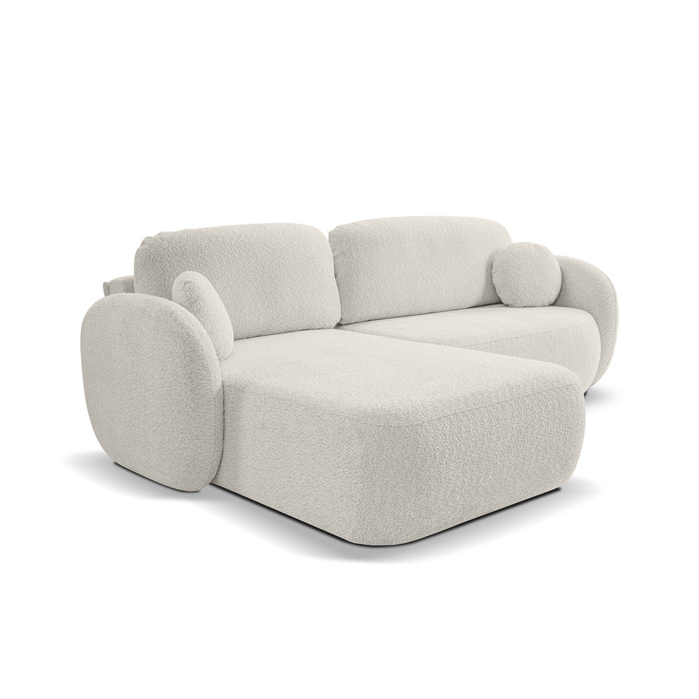 Narożnik 4-osobowy z funkcją spania w stylu minimalistycznym – Tkanina Abriamo, automat DL, tapicerowane plecy | OLEMO Lewostornna Piaszczysta Duna (ABRIAMO 03)