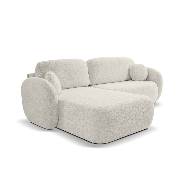 Narożnik 4-osobowy z funkcją spania w stylu minimalistycznym – Tkanina Abriamo, automat DL, tapicerowane plecy | OLEMO Lewostornna Piaszczysta Duna (ABRIAMO 03)