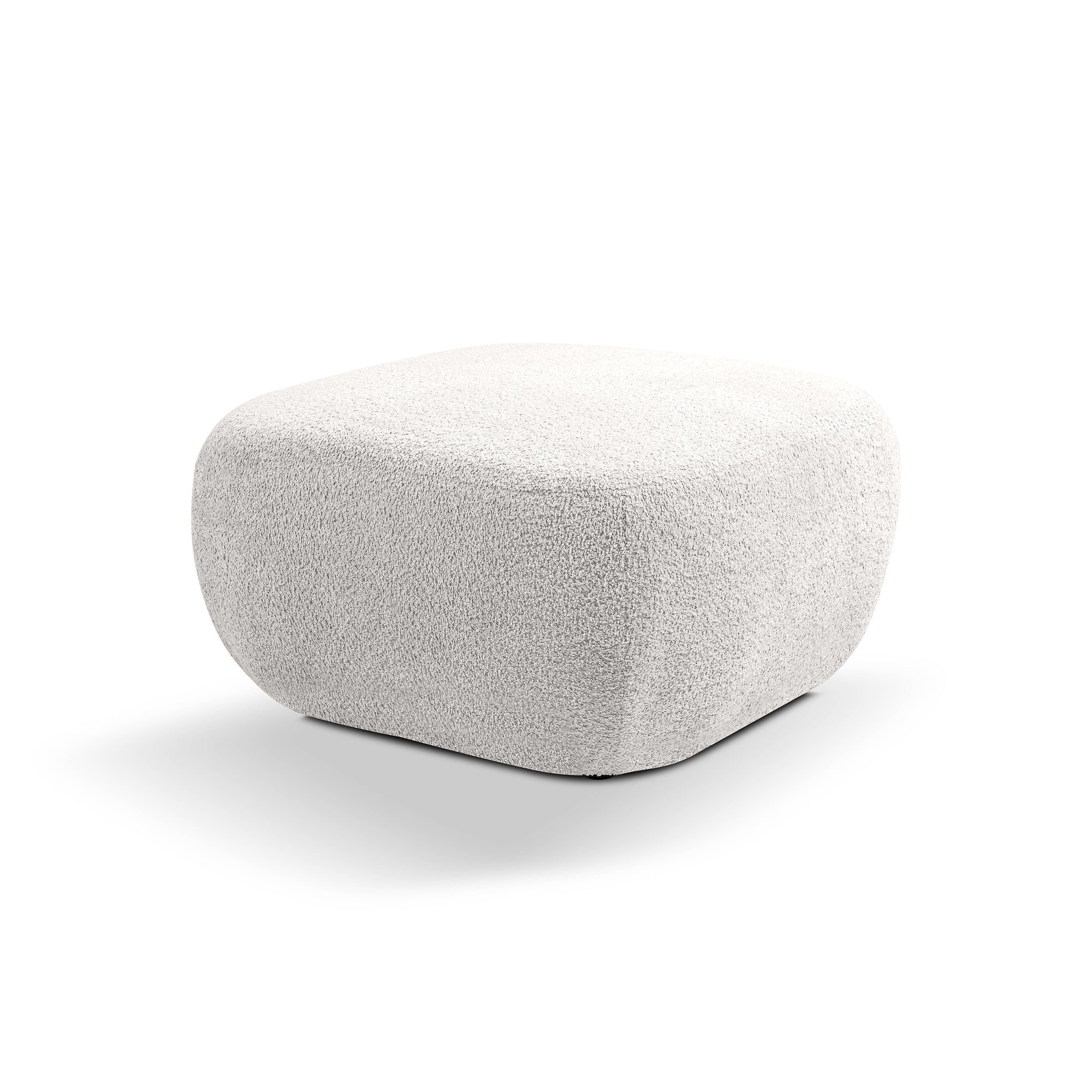 Pufa w stylu organic modern 75×39 cm - zaokrąglona forma, tkanina Abriamo, 14 kolorów | OLEMO Poranna Biel (ABRIAMO 04)