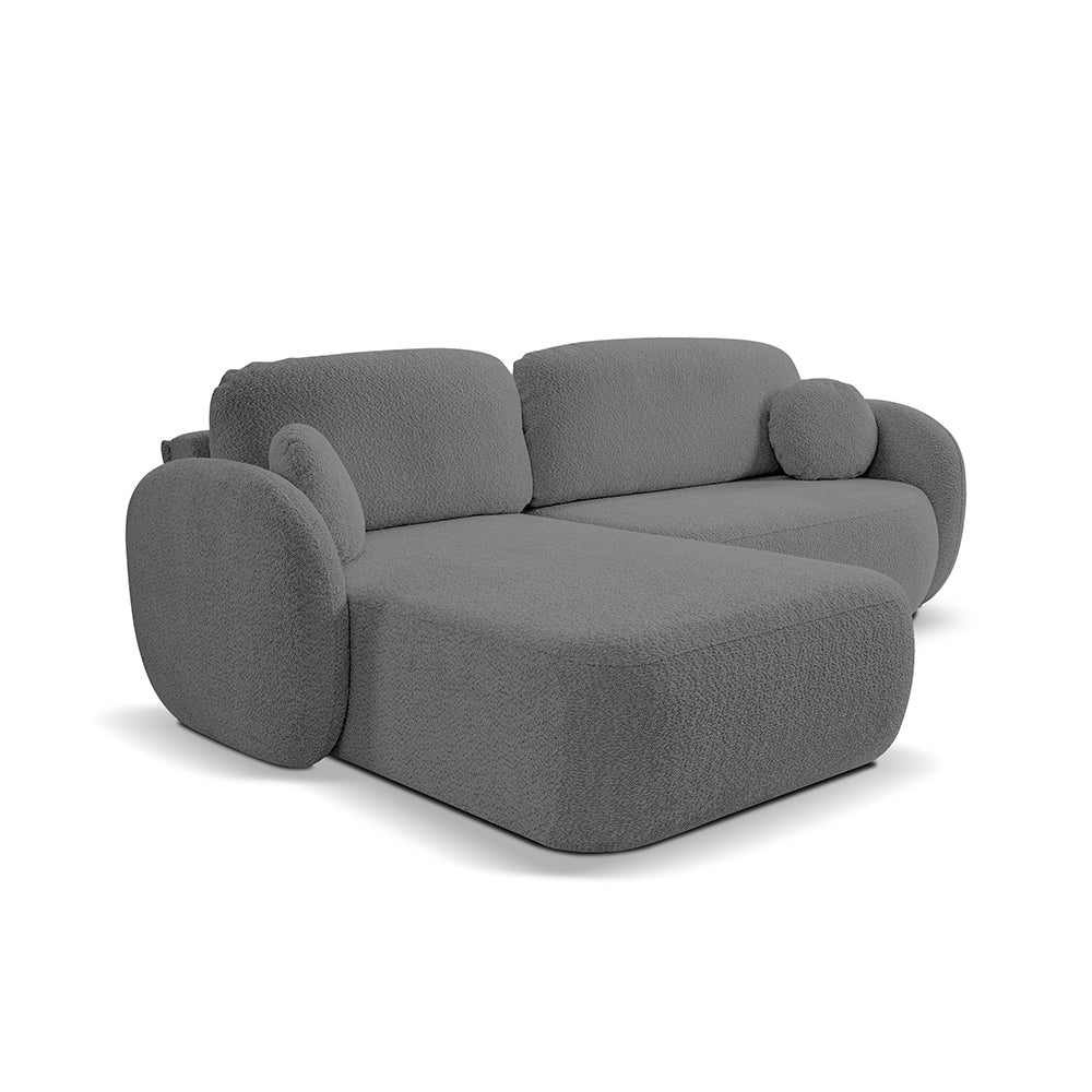 Narożnik 4-osobowy z funkcją spania w stylu minimalistycznym – Tkanina Abriamo, automat DL, tapicerowane plecy | OLEMO Lewostornna Węgiel Szlachetny (ABRIAMO 08)