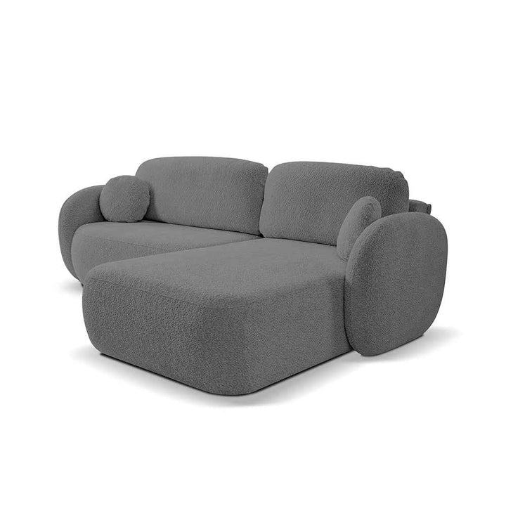 Narożnik 4-osobowy z funkcją spania w stylu minimalistycznym – Tkanina Abriamo, automat DL, tapicerowane plecy | OLEMO Prawostronna Węgiel Szlachetny (ABRIAMO 08)