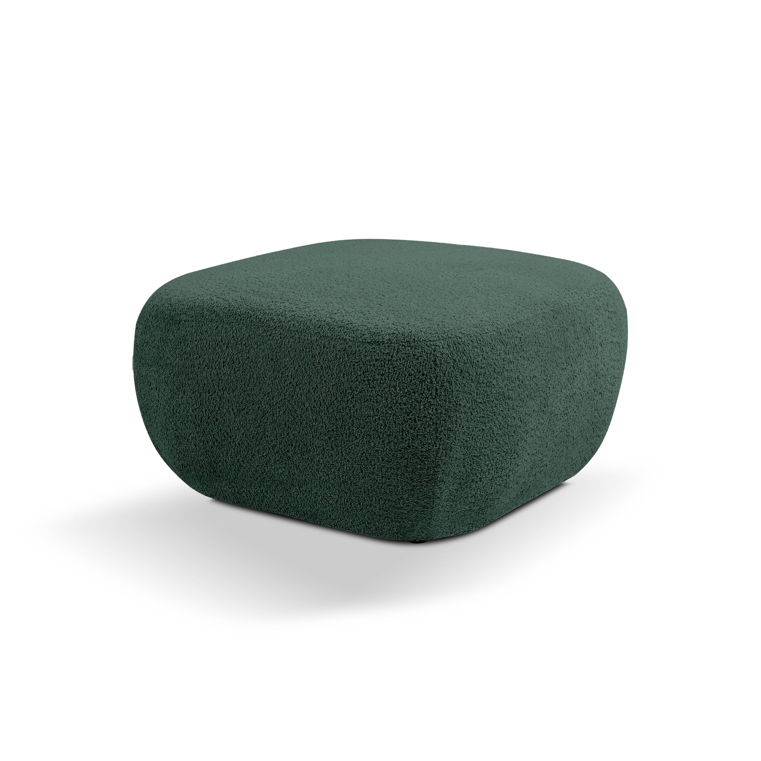 Pufa w stylu organic modern 75×39 cm - zaokrąglona forma, tkanina Abriamo, 14 kolorów | OLEMO Leśna Głębia (ABRIAMO 09)