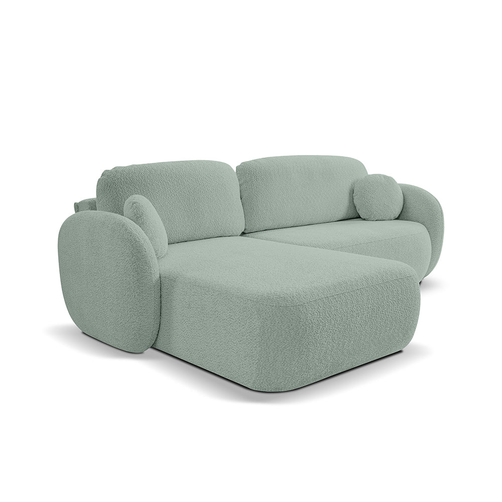 Narożnik 4-osobowy z funkcją spania w stylu minimalistycznym – Tkanina Abriamo, automat DL, tapicerowane plecy | OLEMO Lewostornna Skalisty Brzeg (ABRIAMO 10)