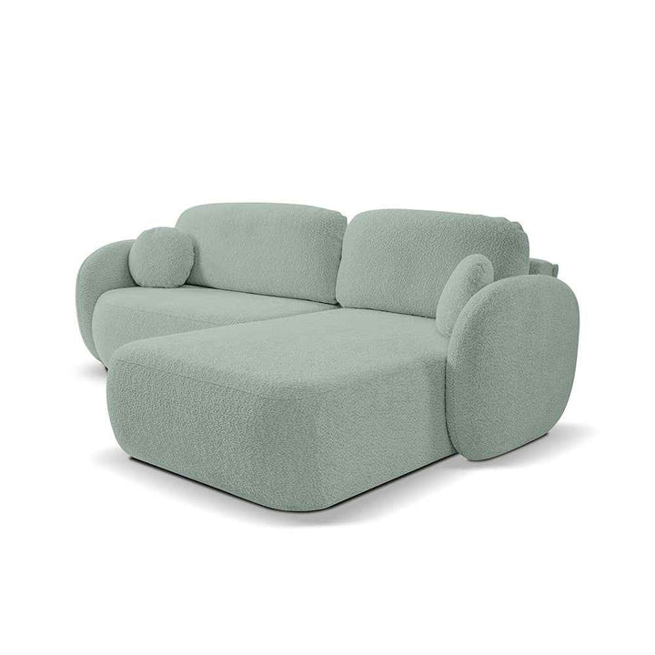 Narożnik 4-osobowy z funkcją spania w stylu minimalistycznym – Tkanina Abriamo, automat DL, tapicerowane plecy | OLEMO Prawostronna Skalisty Brzeg (ABRIAMO 10)